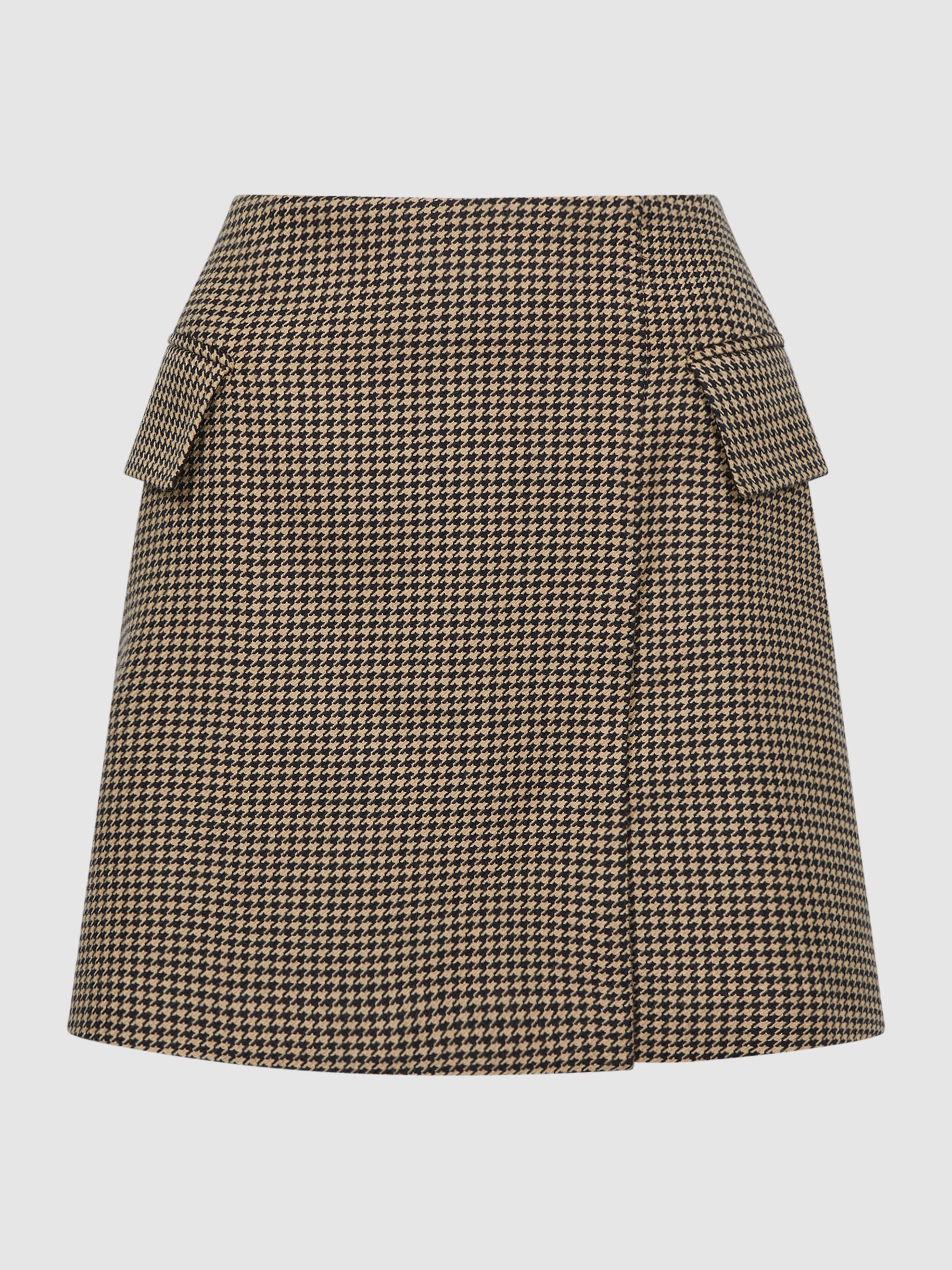Wool Dogtooth Mini Skirt in Black/Camel - Image 2 of 4