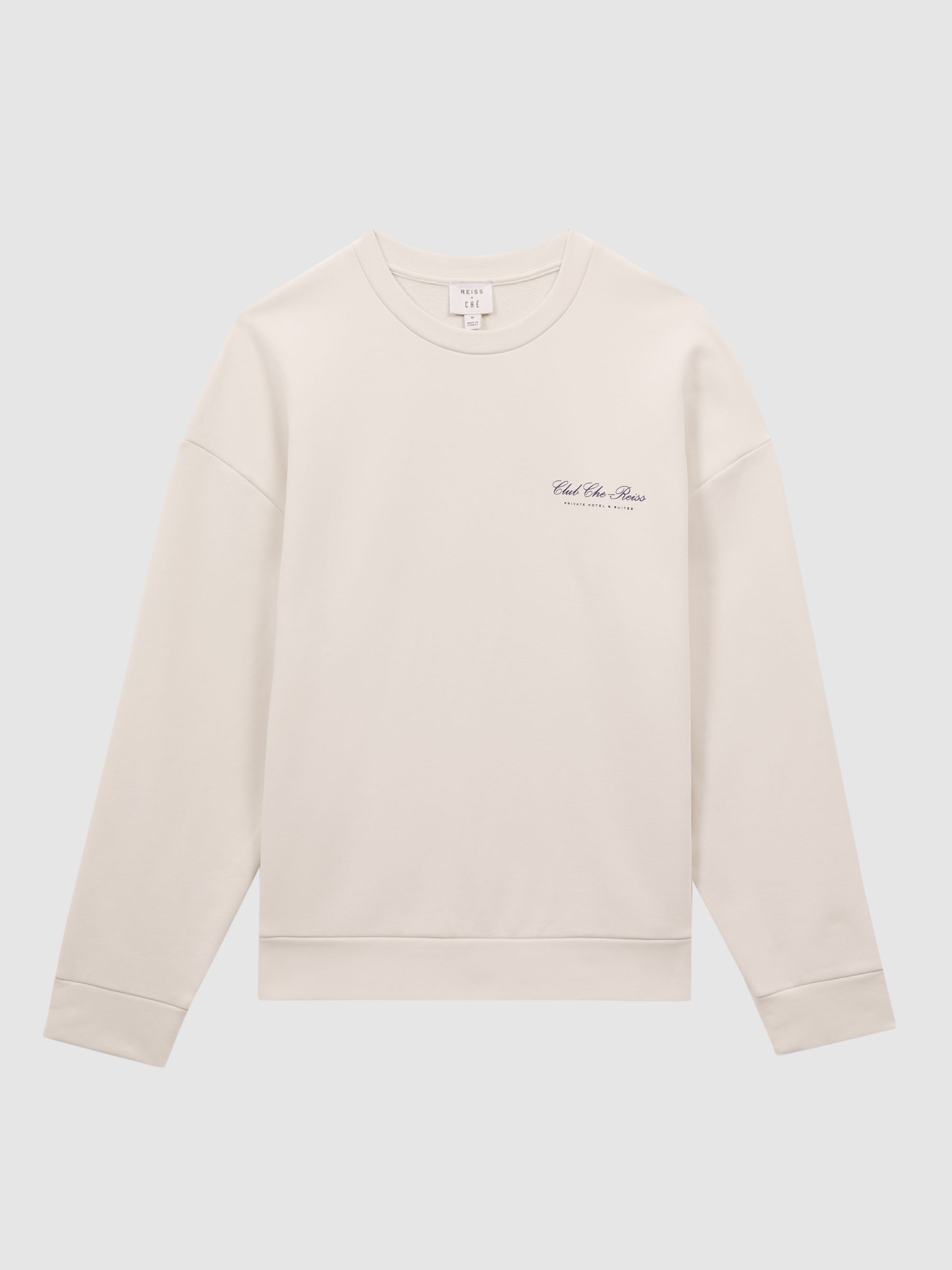 Reiss | Ché Motif Cotton Sweatshirt in Off White - Image 2 of 5