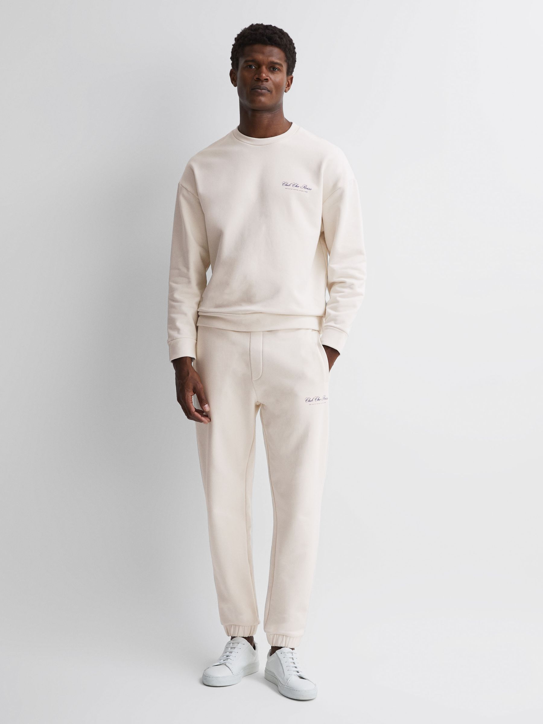 Reiss | Ché Motif Cotton Sweatshirt in Off White - Image 5 of 5
