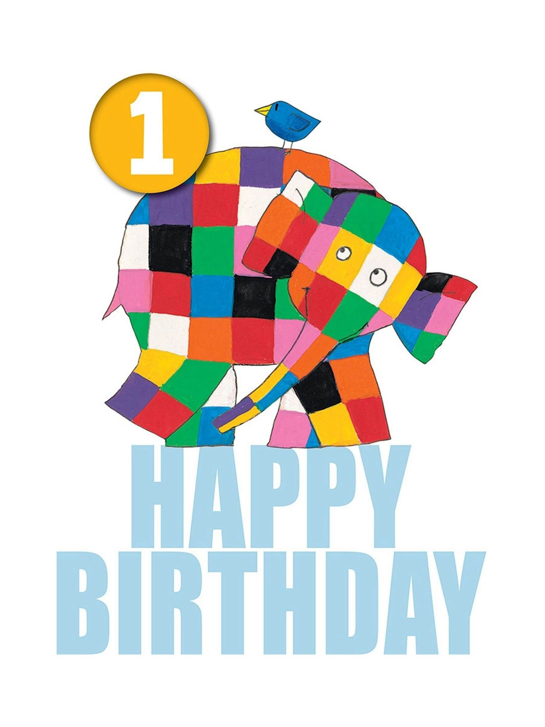 Elmer Elephant Happy 1st Birthday Card - Image 1 of 1