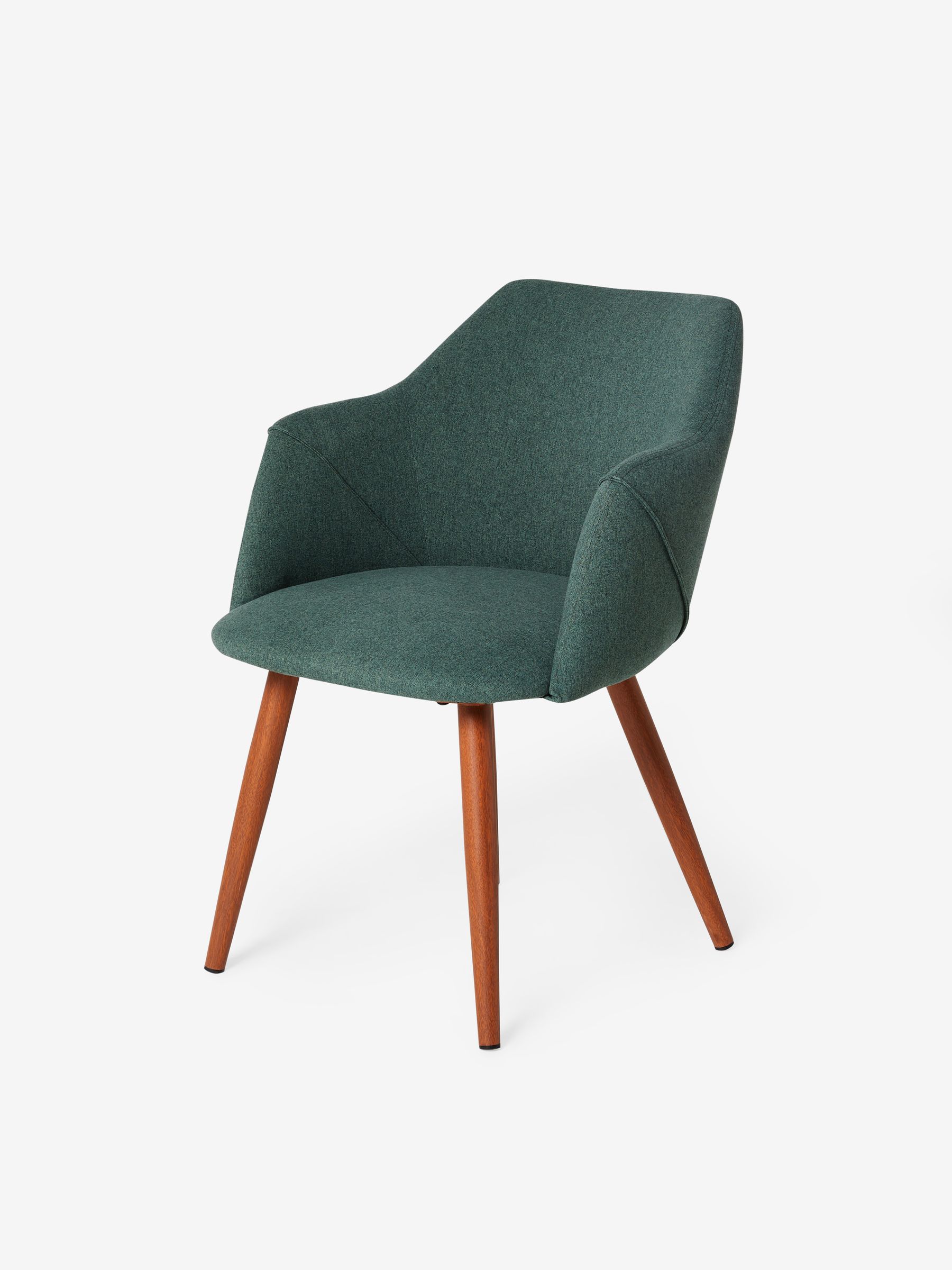 Set of 2 Lule Arm Dining Chairs in Bay Green and Walnut Legs - Image 2 of 3