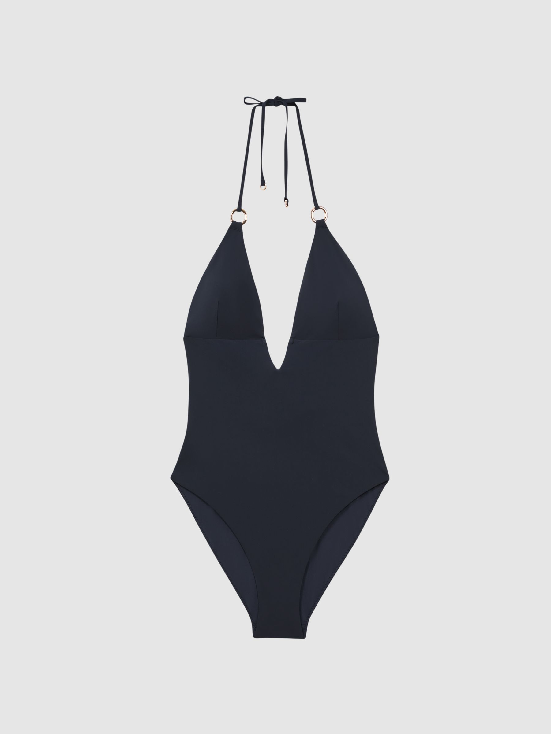Plunge Halterneck Swimsuit in Navy - Image 2 of 5