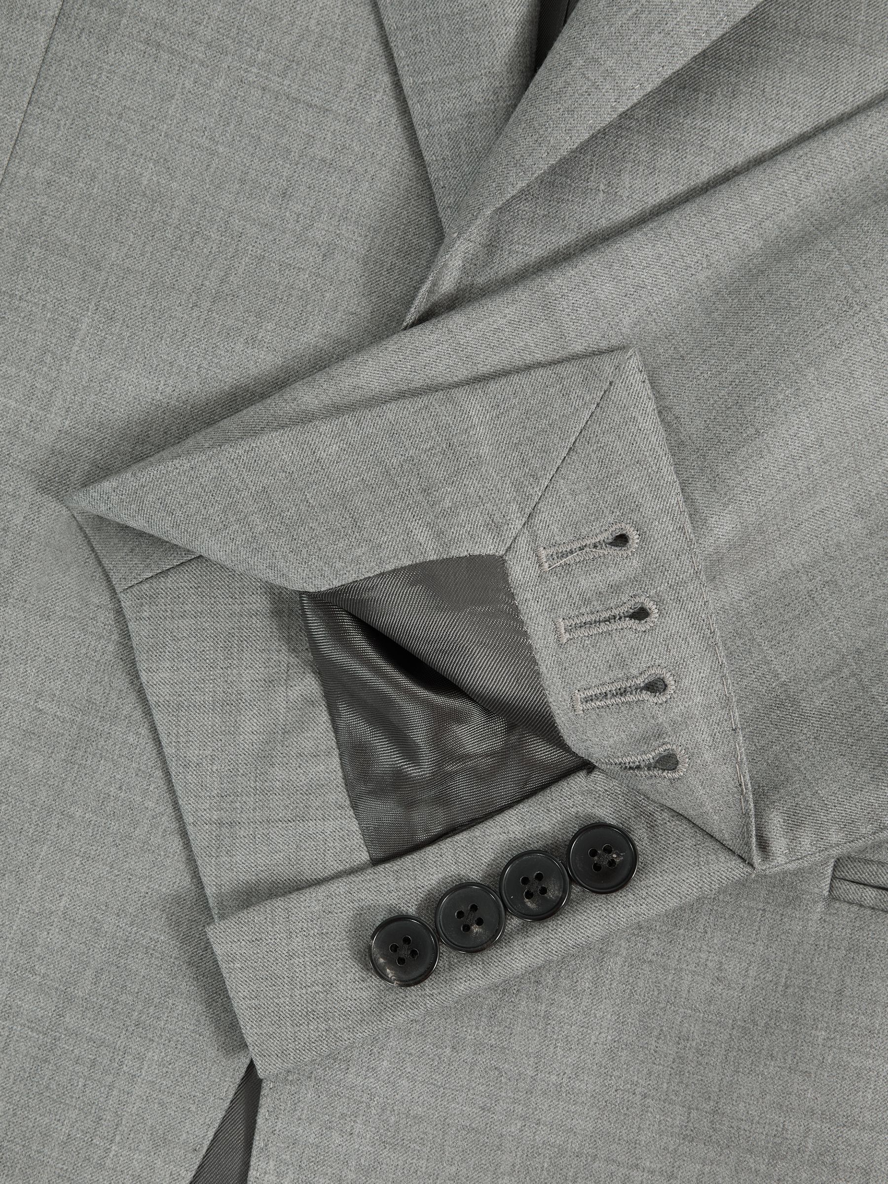 Atelier Wool Cashmere Slim Fit Single Breasted Blazer in Grey Melange - Image 7 of 8