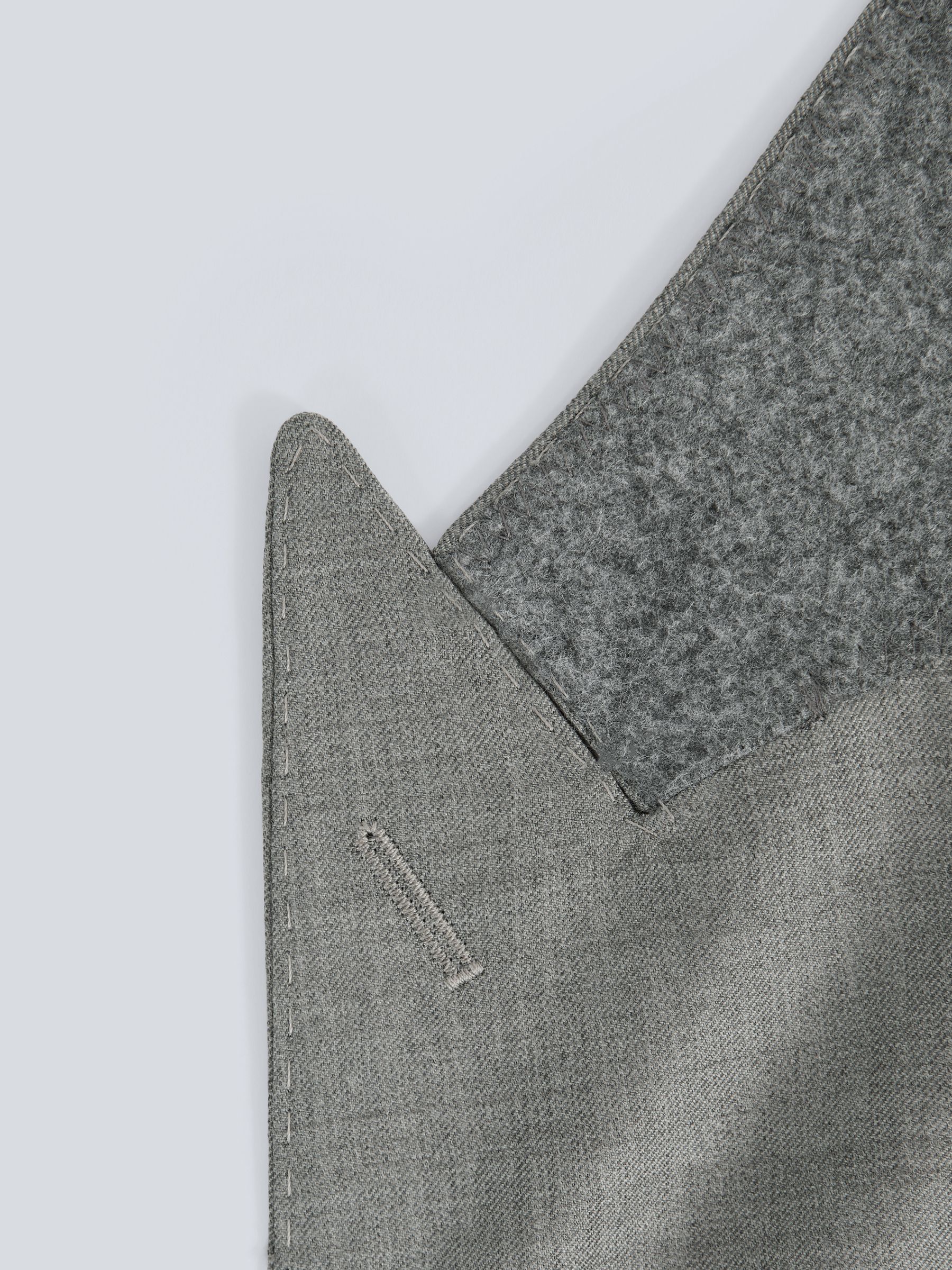 Atelier Wool Cashmere Slim Fit Single Breasted Blazer in Grey Melange - Image 8 of 8