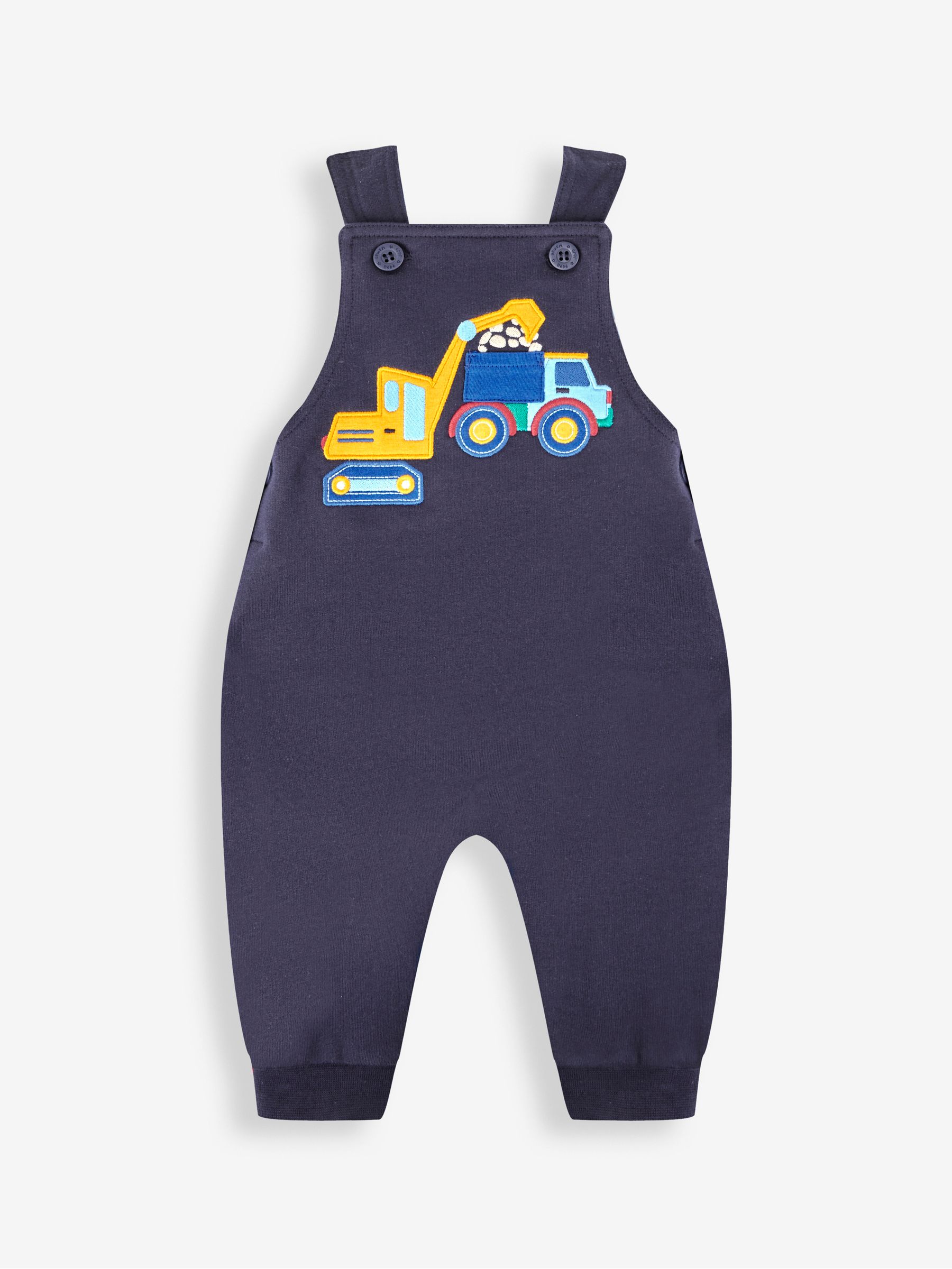 Navy Blue Construction Construction Appliqué Dungarees & Stripe Top Set - Image 2 of 4