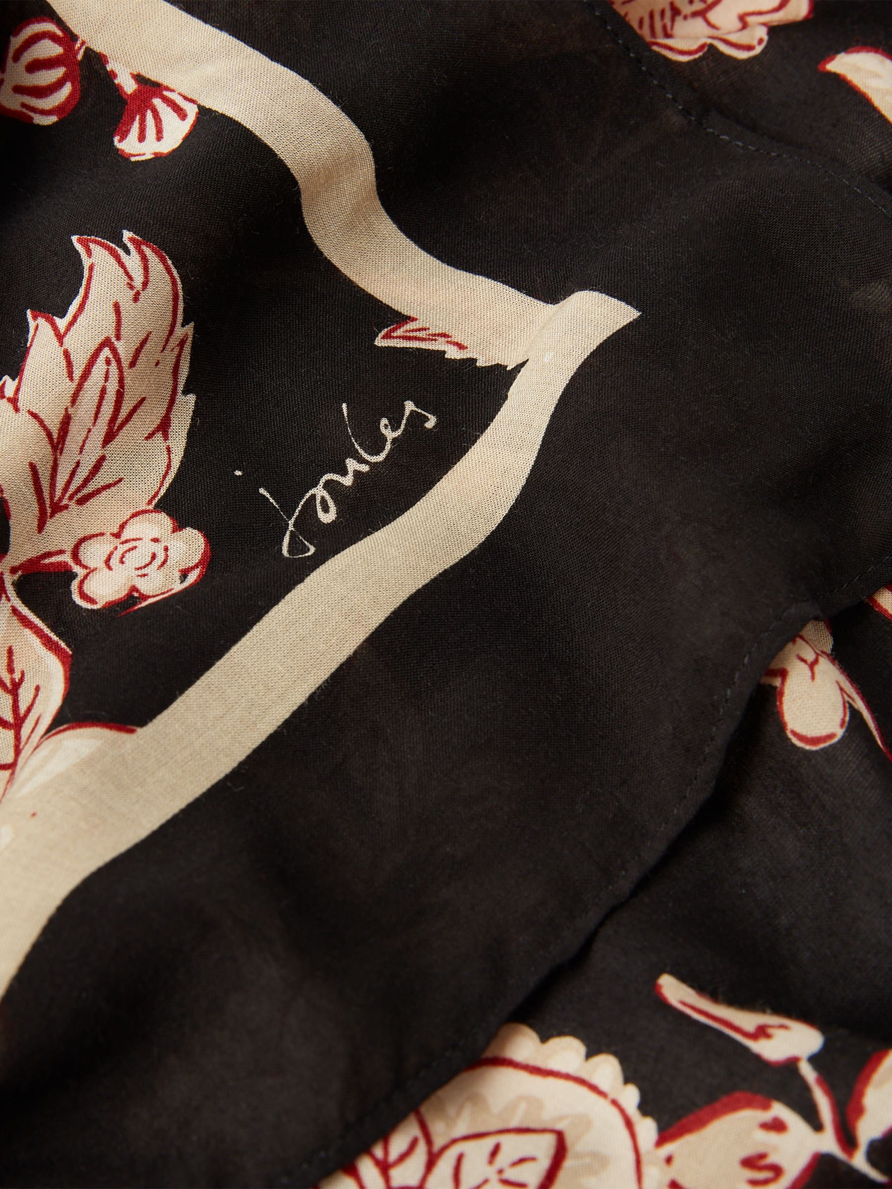 Elsie Black Floral Square Lightweight Neck Scarf - Image 5 of 5