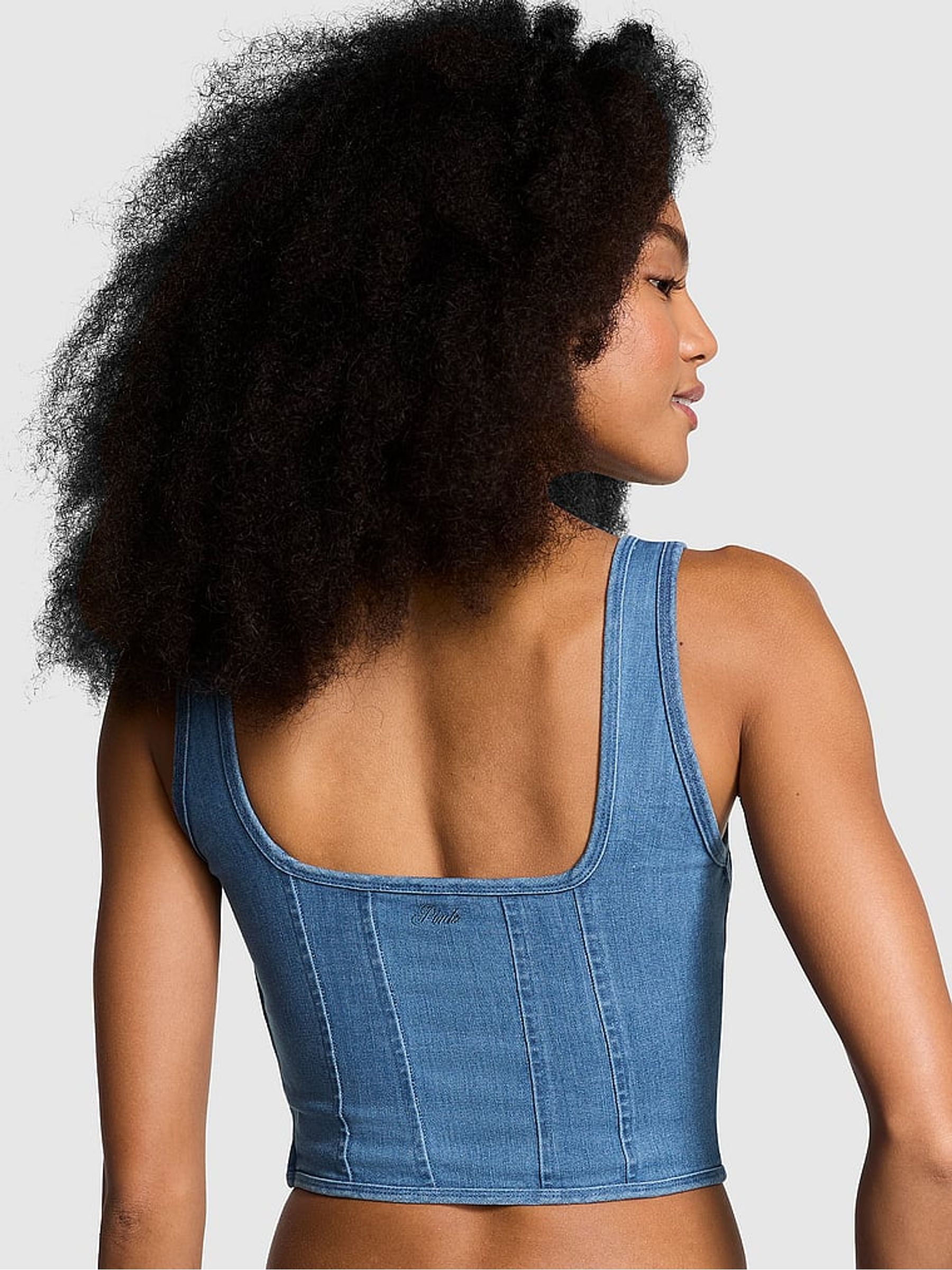 Denim Blue Corset Bralette - Image 2 of 3