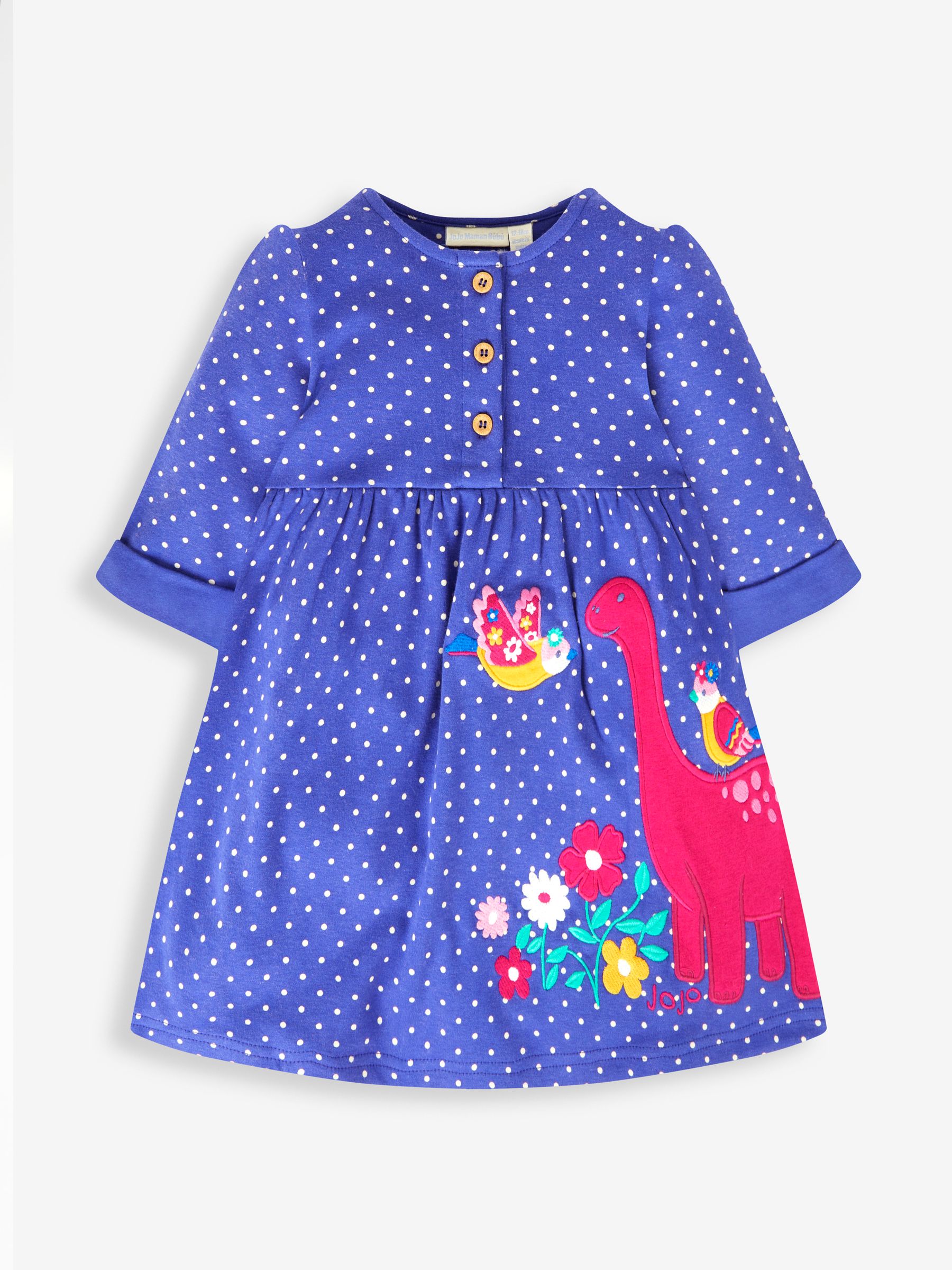 Cobalt Blue Dino Appliqué Button Front Dress - Image 3 of 5