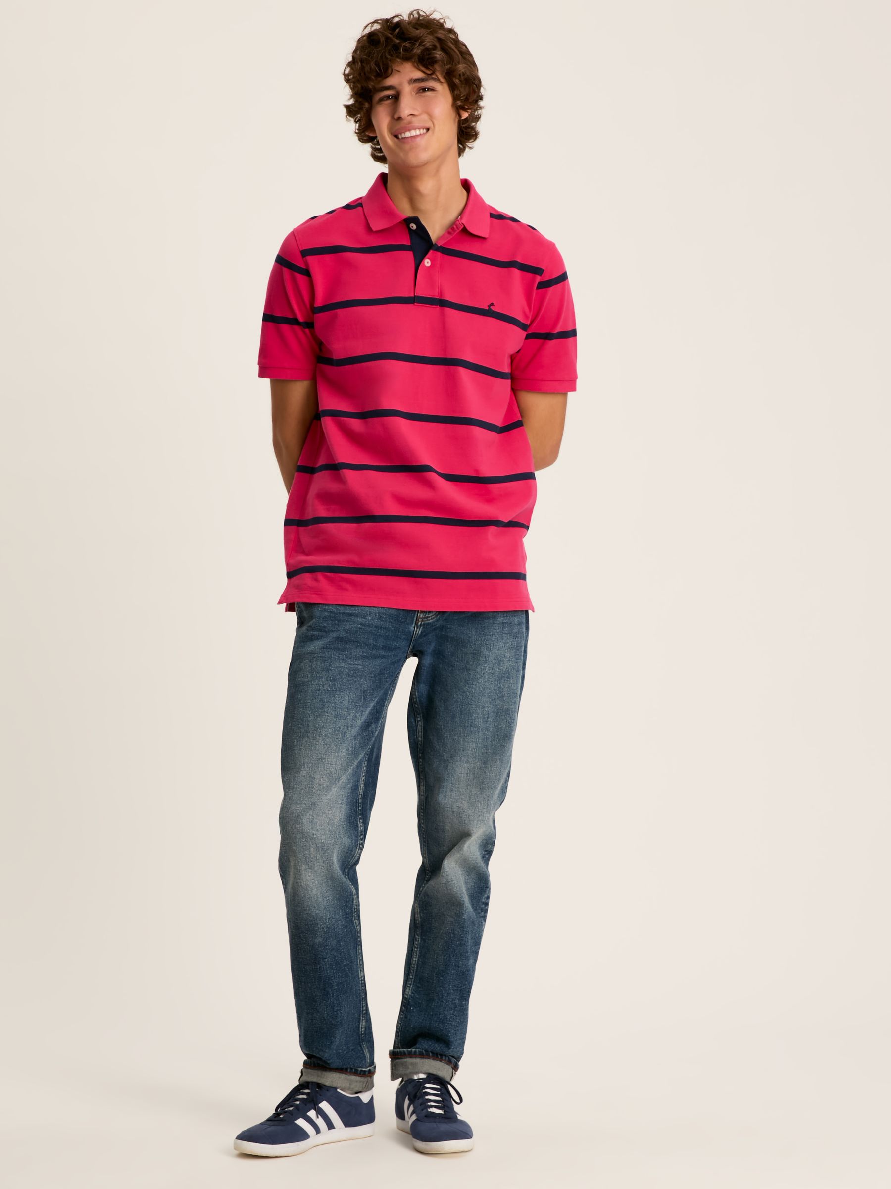Filbert Pink & Navy Striped Polo Shirt - Image 3 of 6