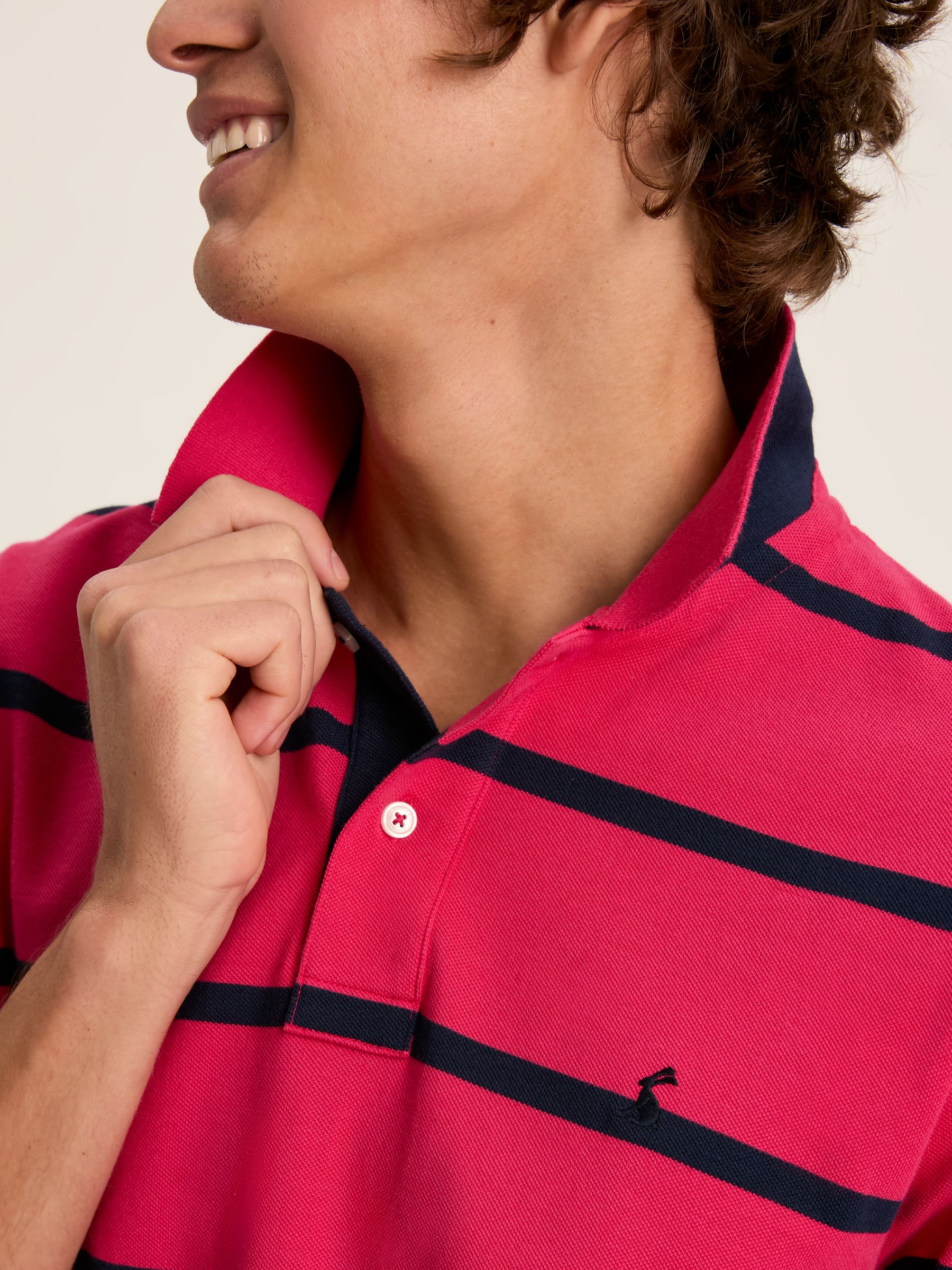 Filbert Pink & Navy Striped Polo Shirt - Image 4 of 6