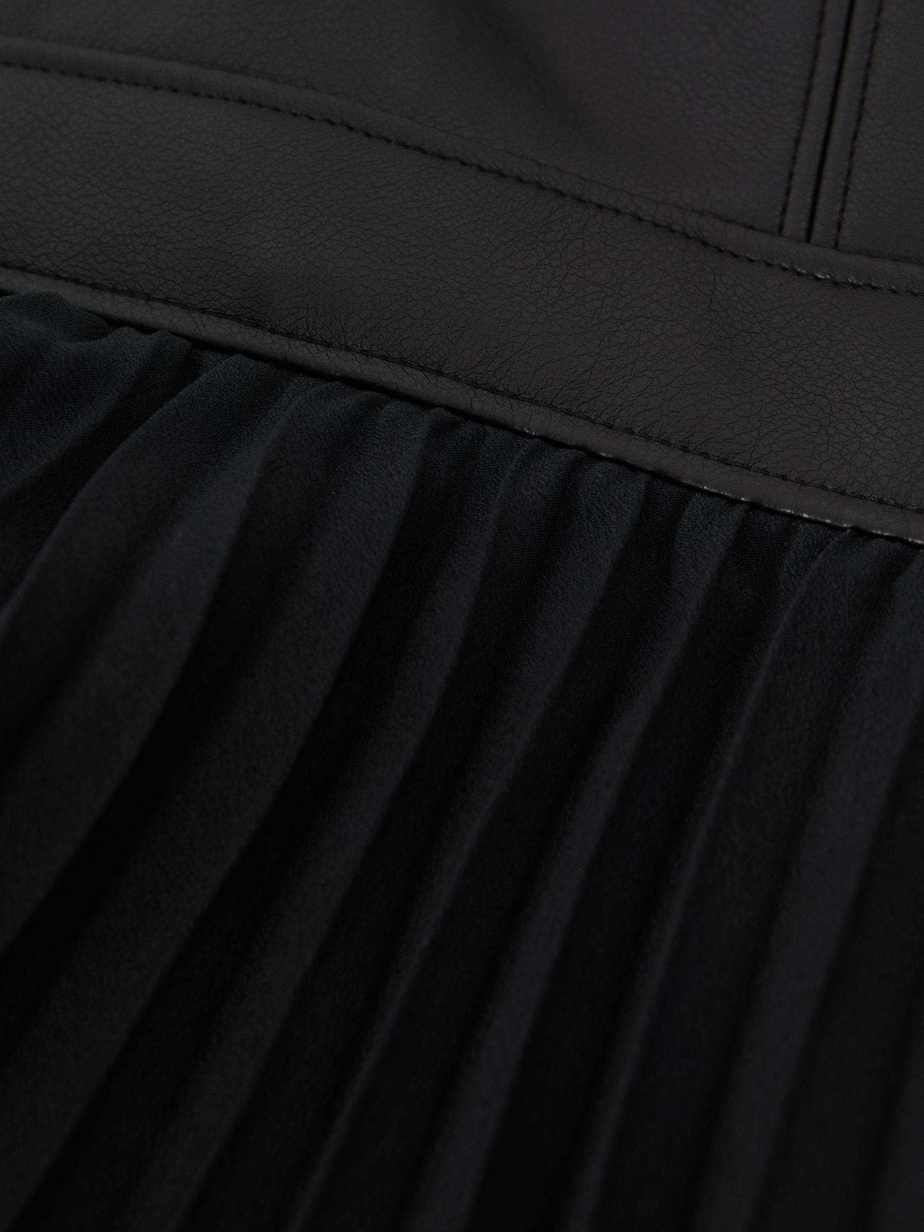 Amur Faux Leather Tiered Black Mini Dress in Black - Image 6 of 7