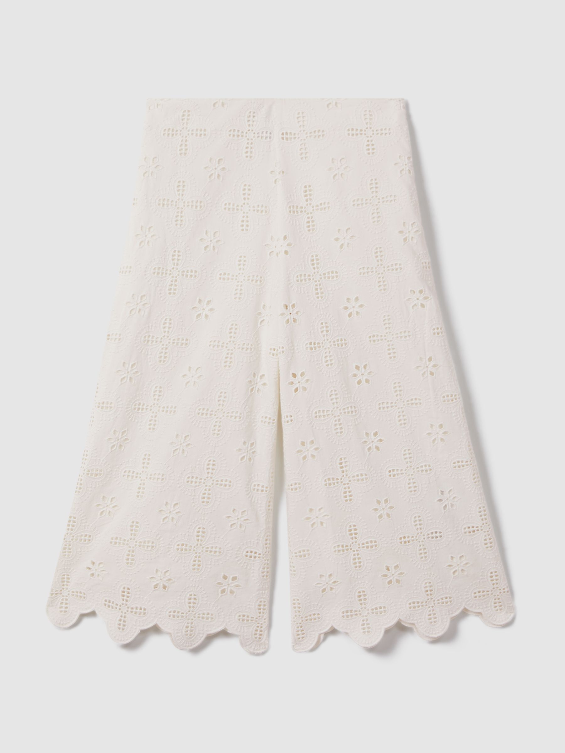 9-13 yrs Cotton Broderie Lace Trousers in Ivory - Image 2 of 4