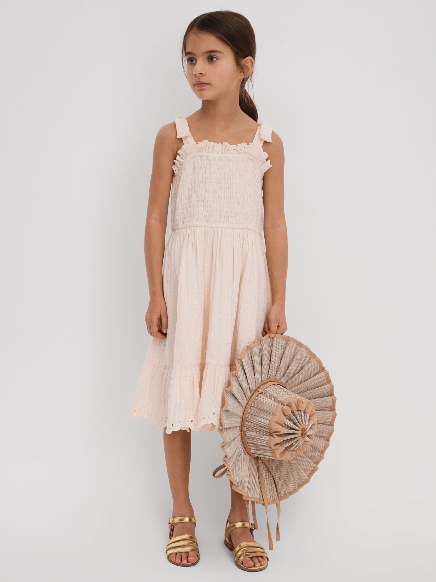 9-13 yrs Tiered Cotton Blend Ruffle Dress in Pink - Image 3 of 4