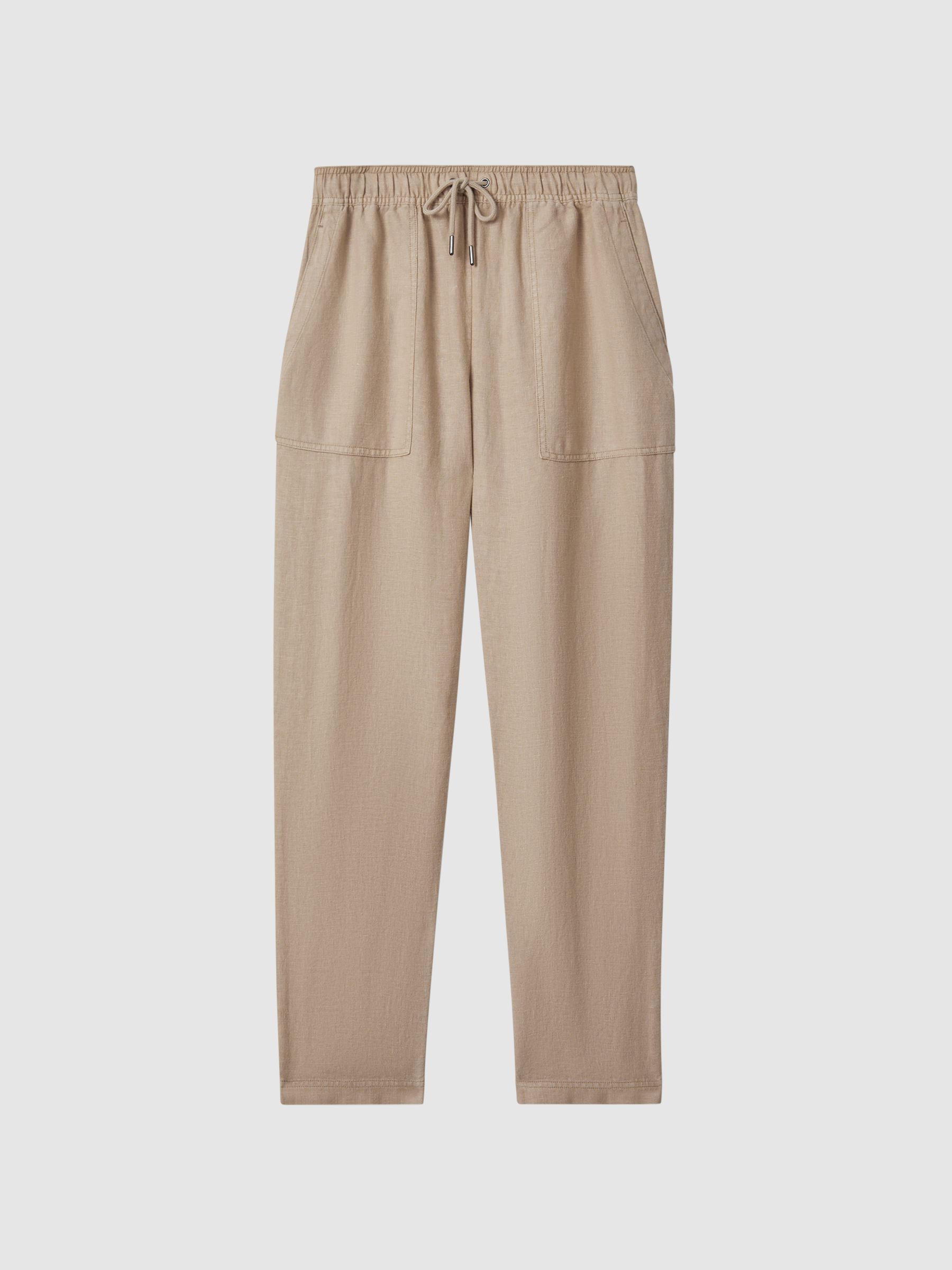 Drawstring Linen Trousers in Sand - Image 2 of 6