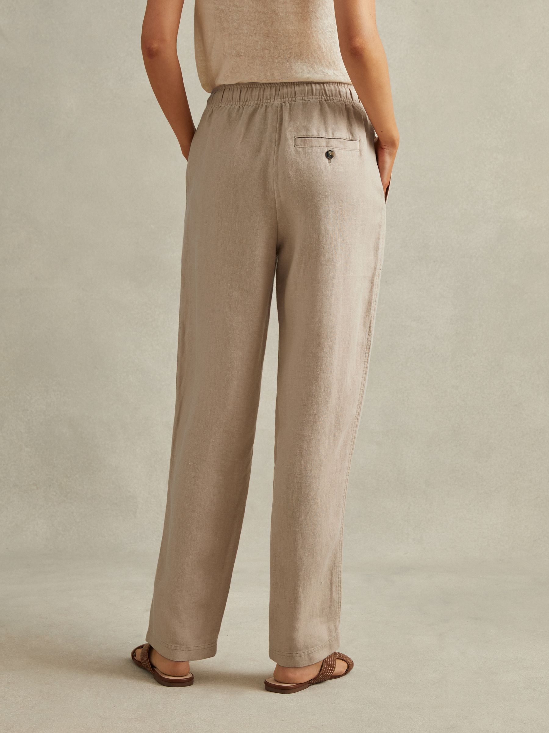 Drawstring Linen Trousers in Sand - Image 5 of 6