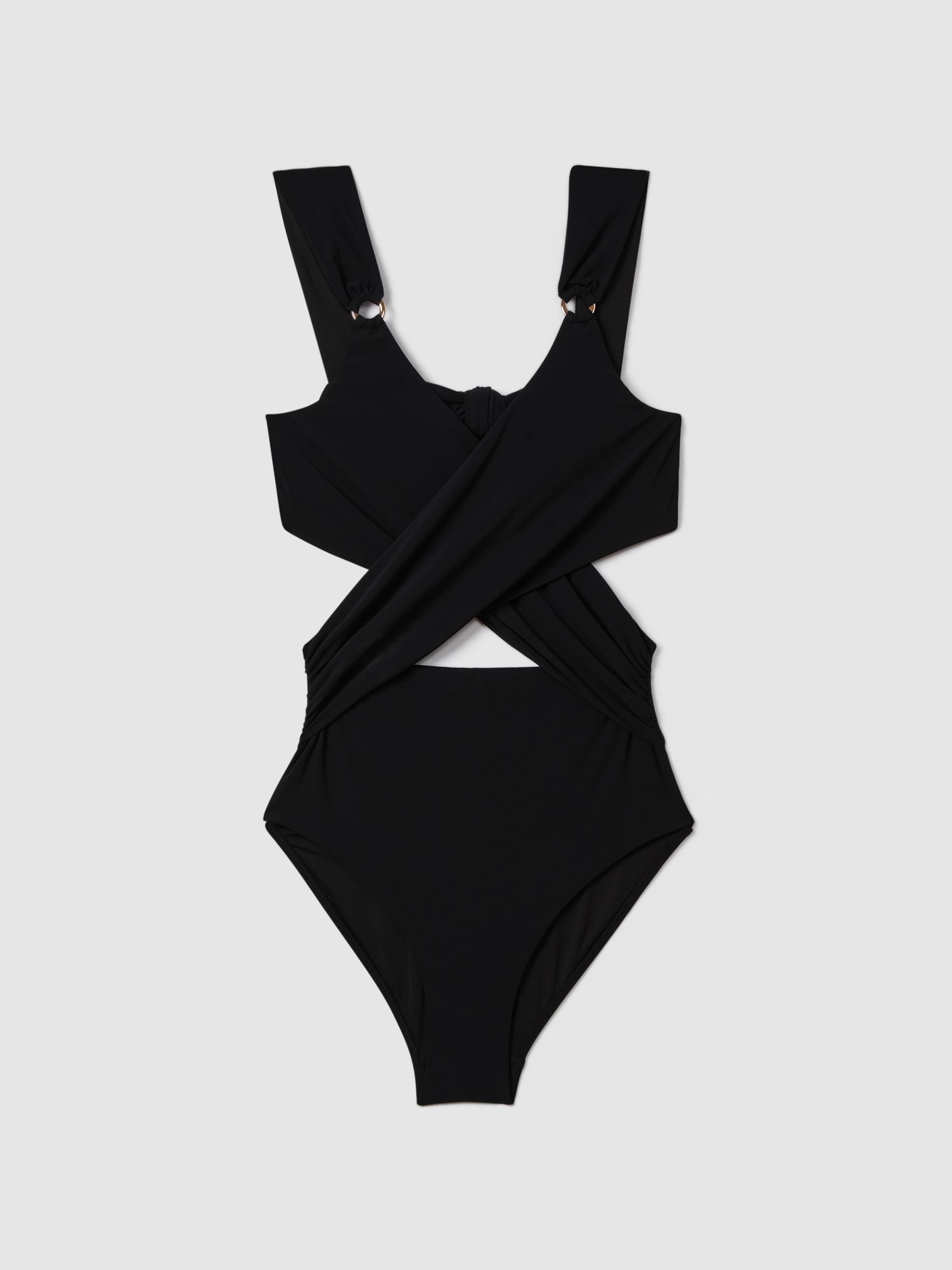 Cross Front Cut-Out Swimsuit in Black - Image 2 of 6