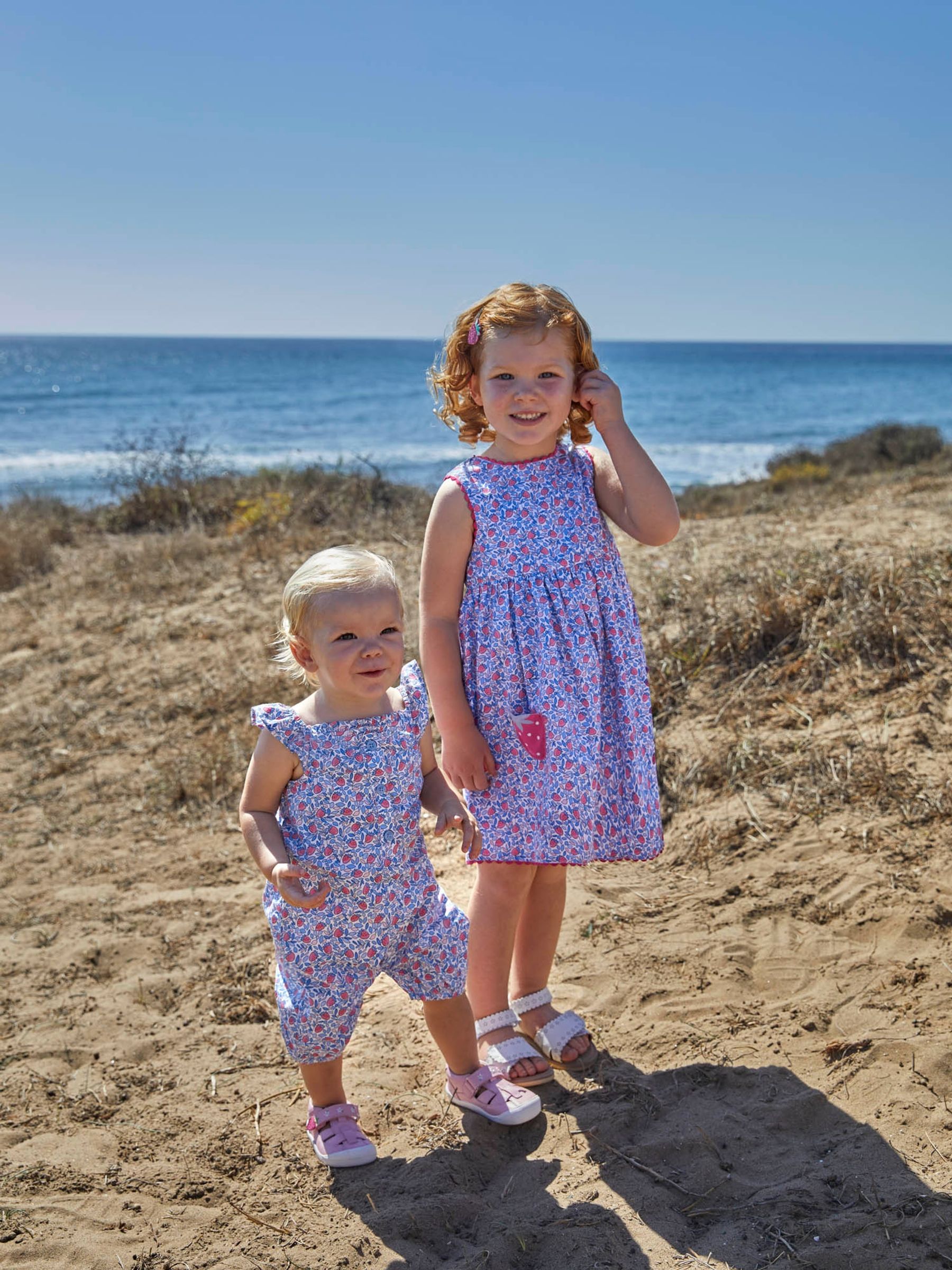 Blue Strawberry Bloom Print Sunsuit - Image 1 of 5