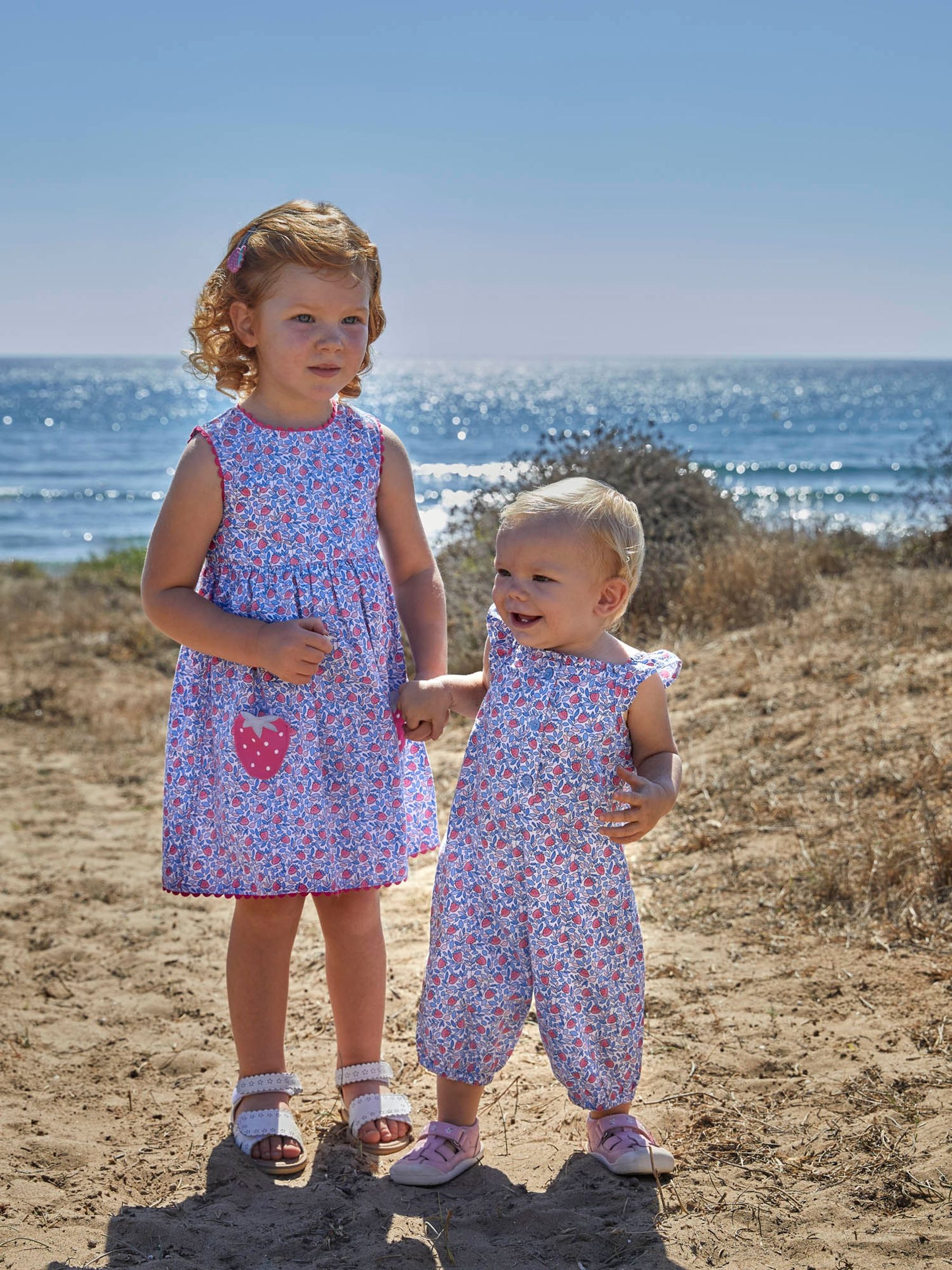 Blue Strawberry Bloom Print Sunsuit - Image 2 of 5