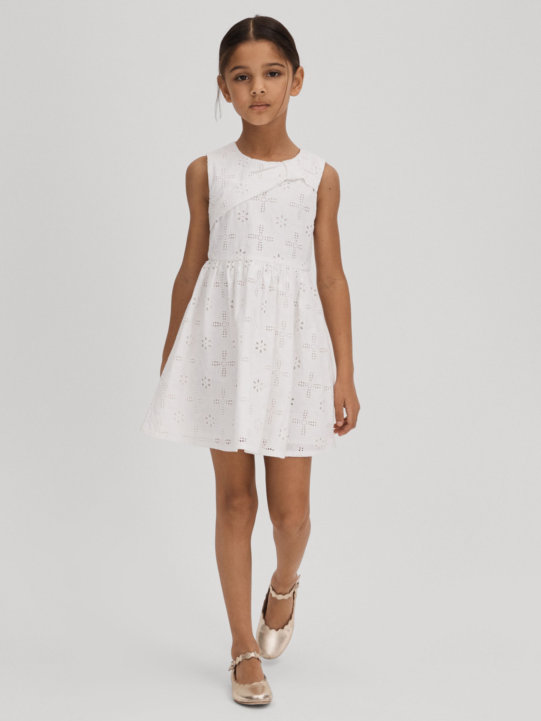13-14 yrs Cotton Broderie Lace Dress in Ivory - Image 3 of 6