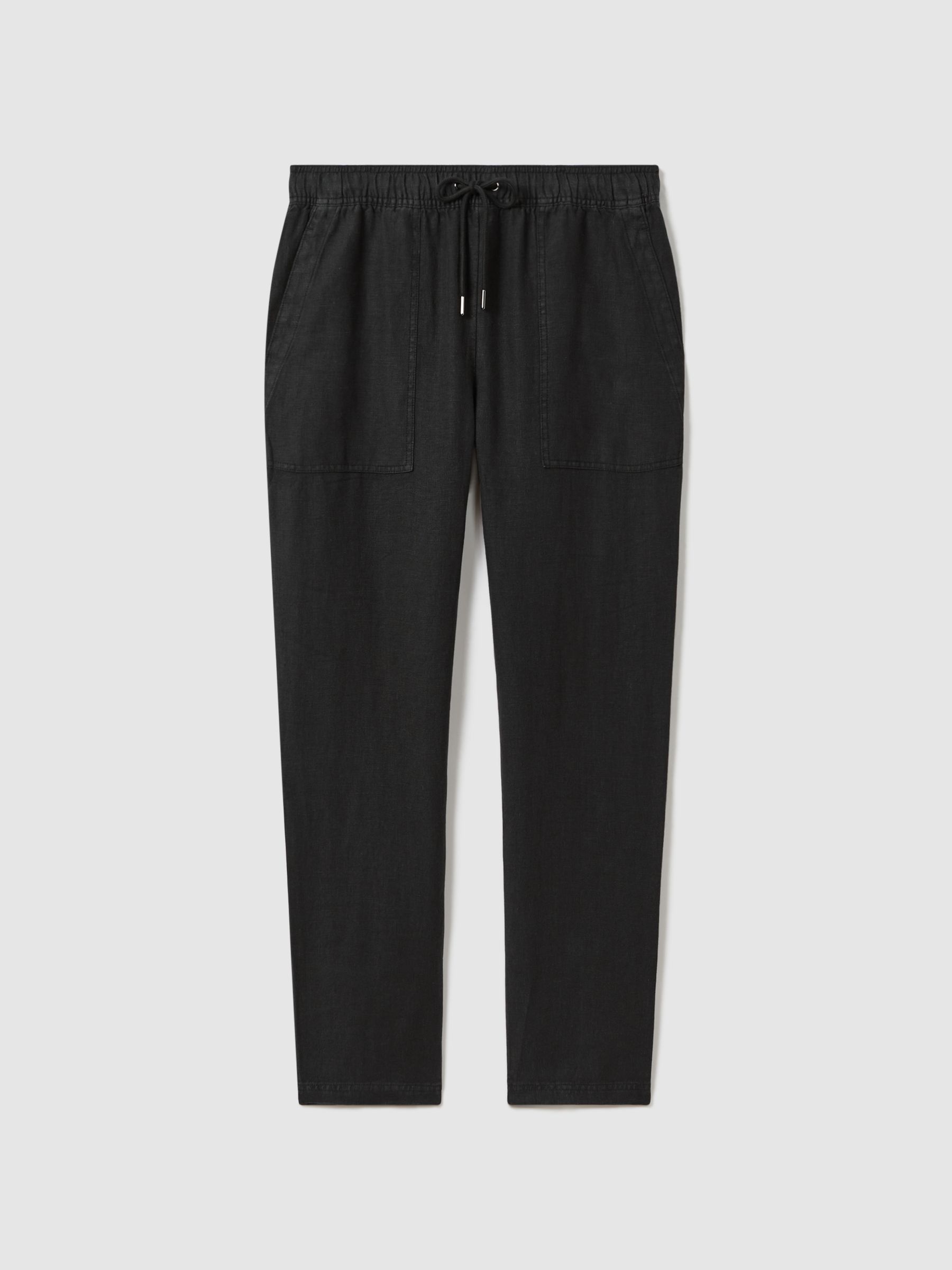 Drawstring Linen Trousers in Charcoal - Image 2 of 5