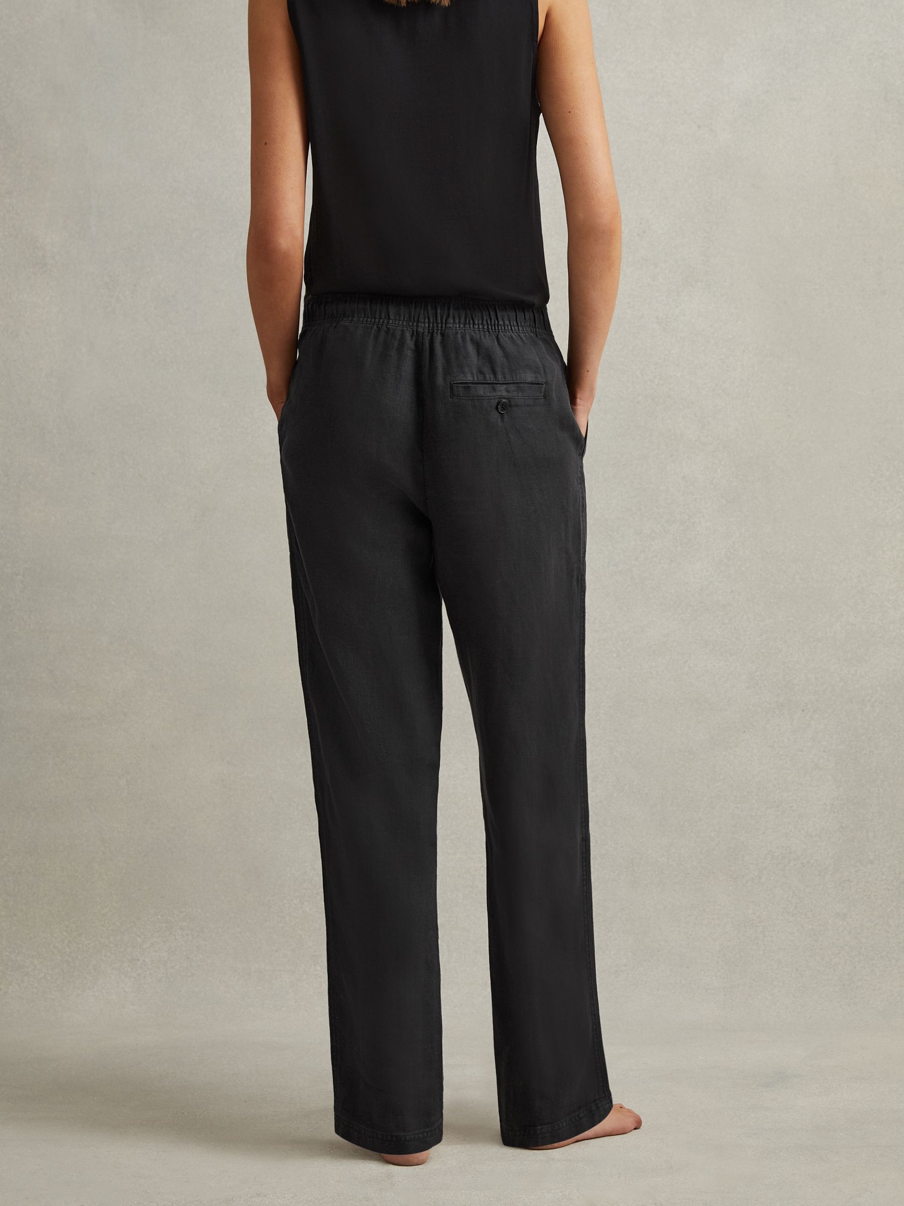 Drawstring Linen Trousers in Charcoal - Image 4 of 5