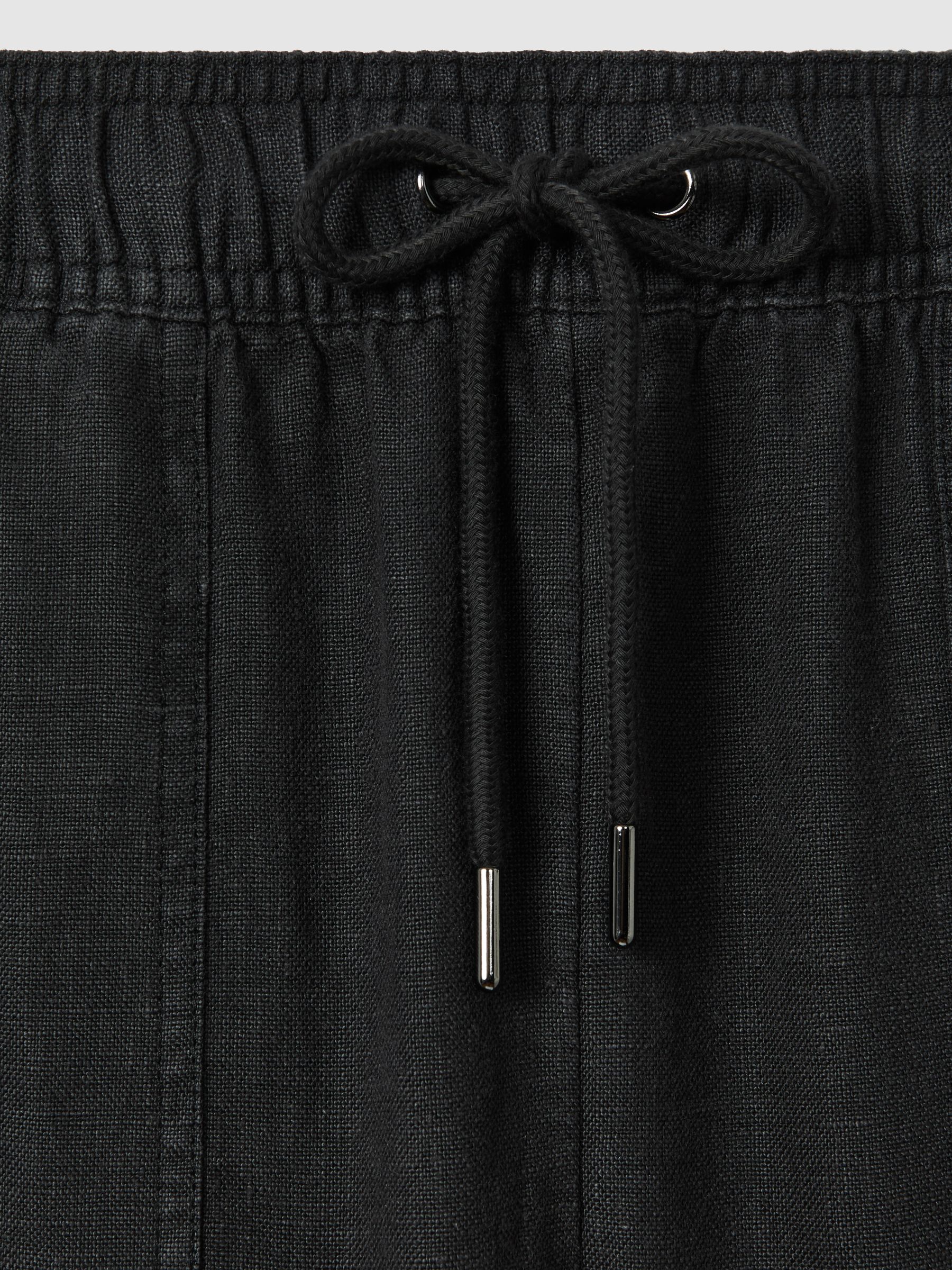 Drawstring Linen Trousers in Charcoal - Image 5 of 5