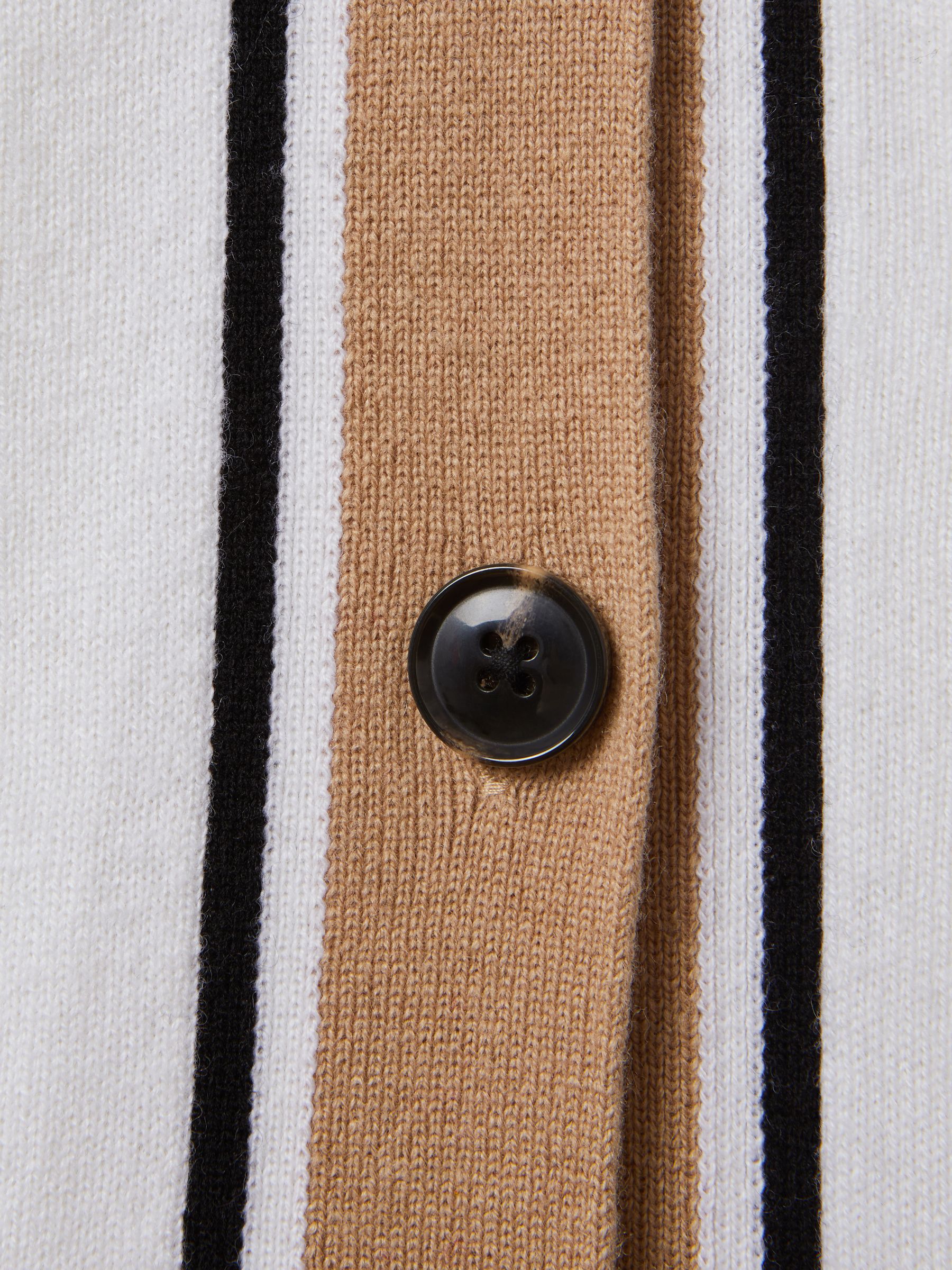 Wool Blend Contrast Trim Cardigan in Ivory/Black - Image 6 of 6