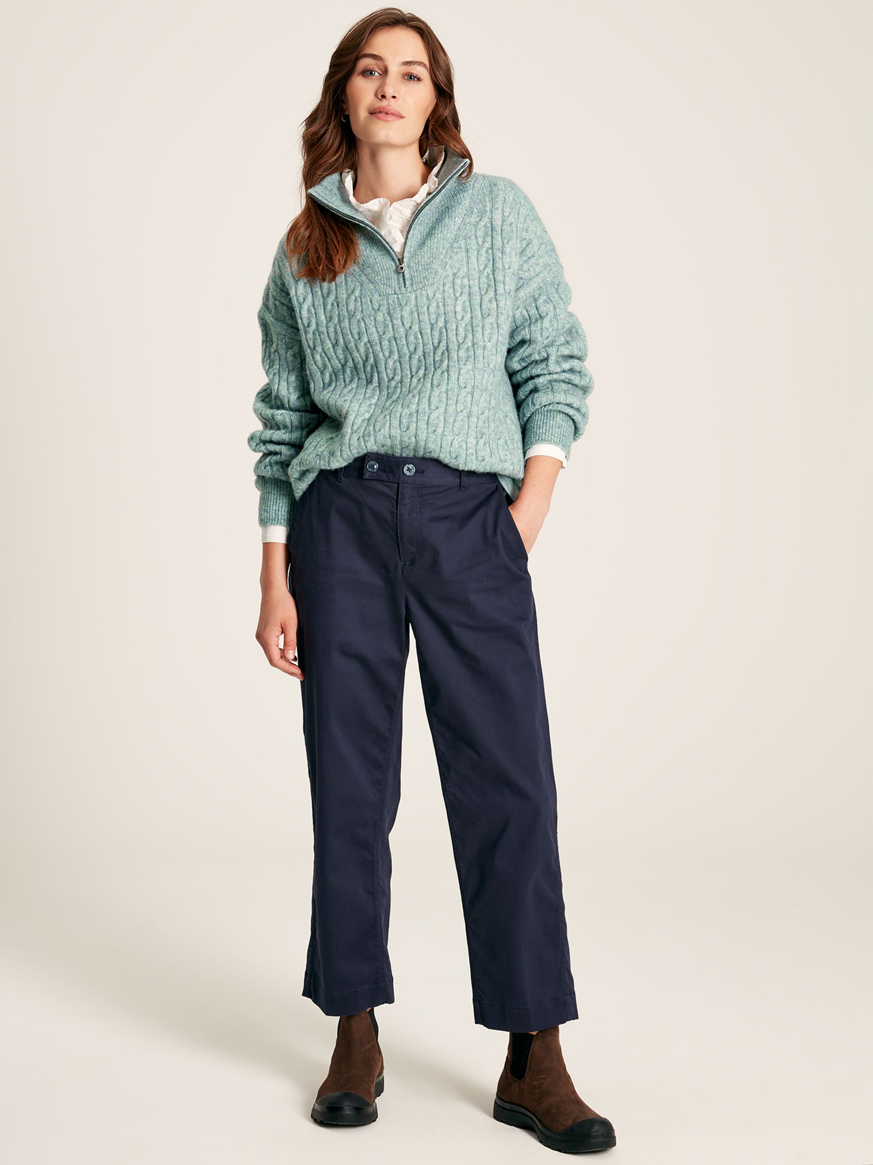 Tabitha Blue Knitted Quarter Zip Jumper - Image 1 of 6