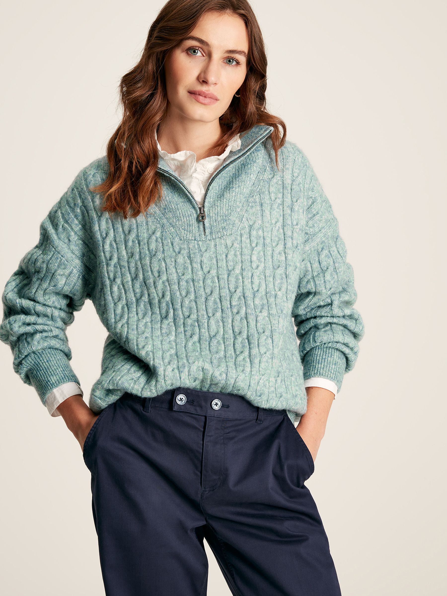 Tabitha Blue Knitted Quarter Zip Jumper - Image 4 of 6