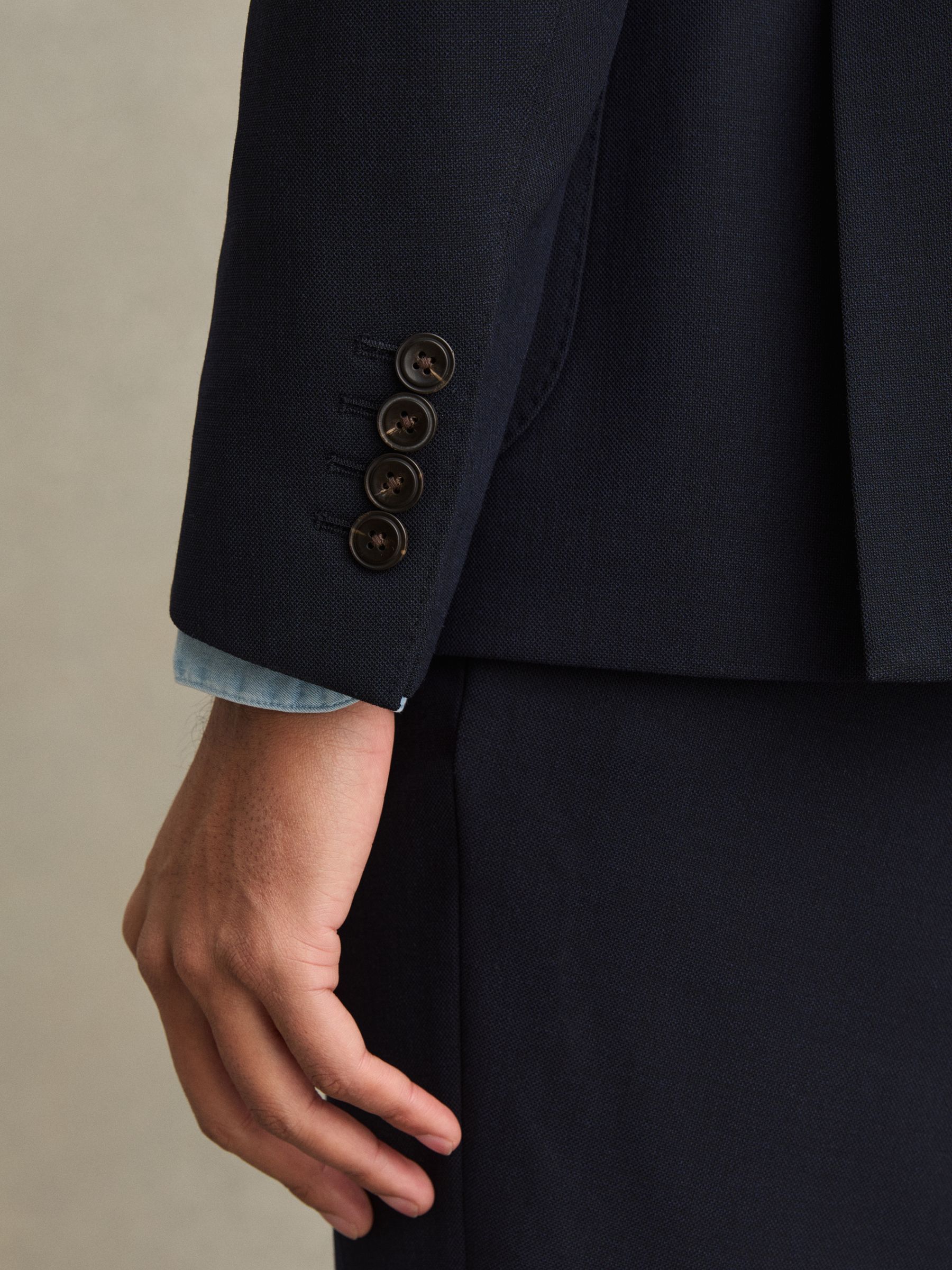 Double Breasted Suit Blazer Slim Fit in Navy - Image 4 of 8