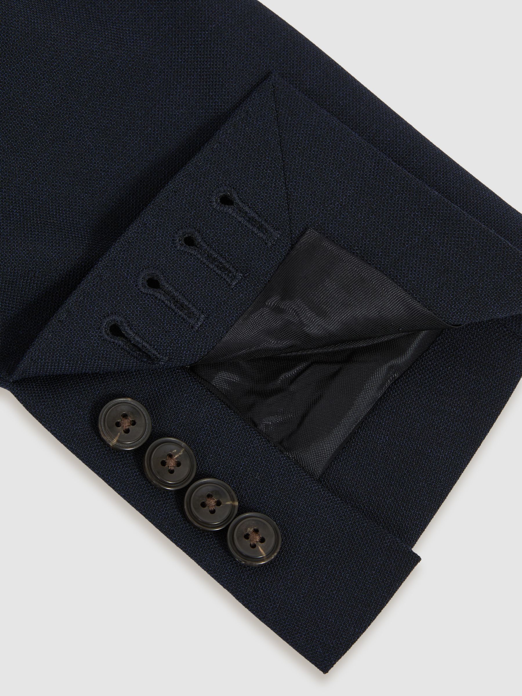 Double Breasted Suit Blazer Slim Fit in Navy - Image 6 of 8