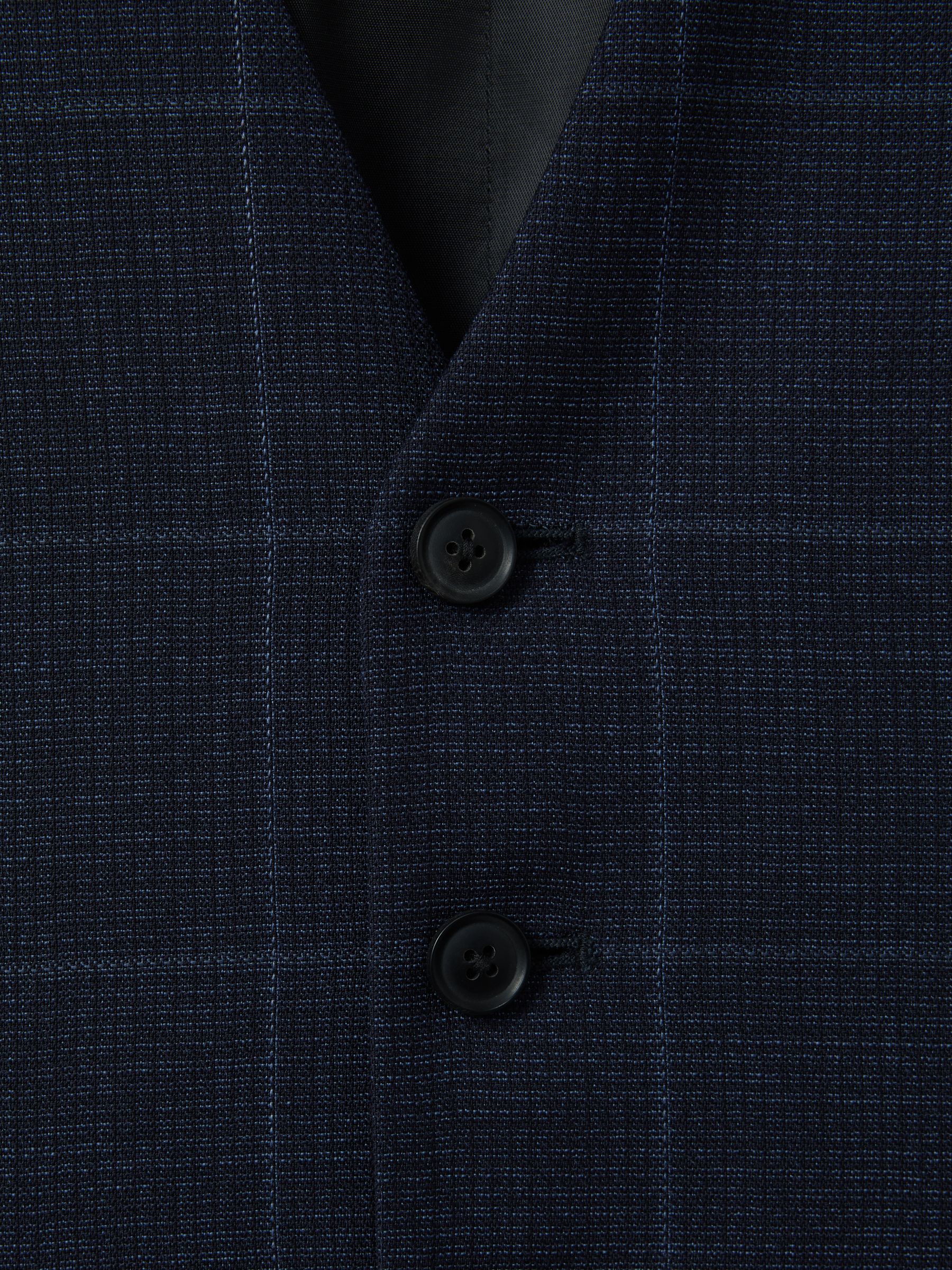 Klink Navy Wool Check Single Breasted Slim Fit Waistcoat - Image 6 of 6