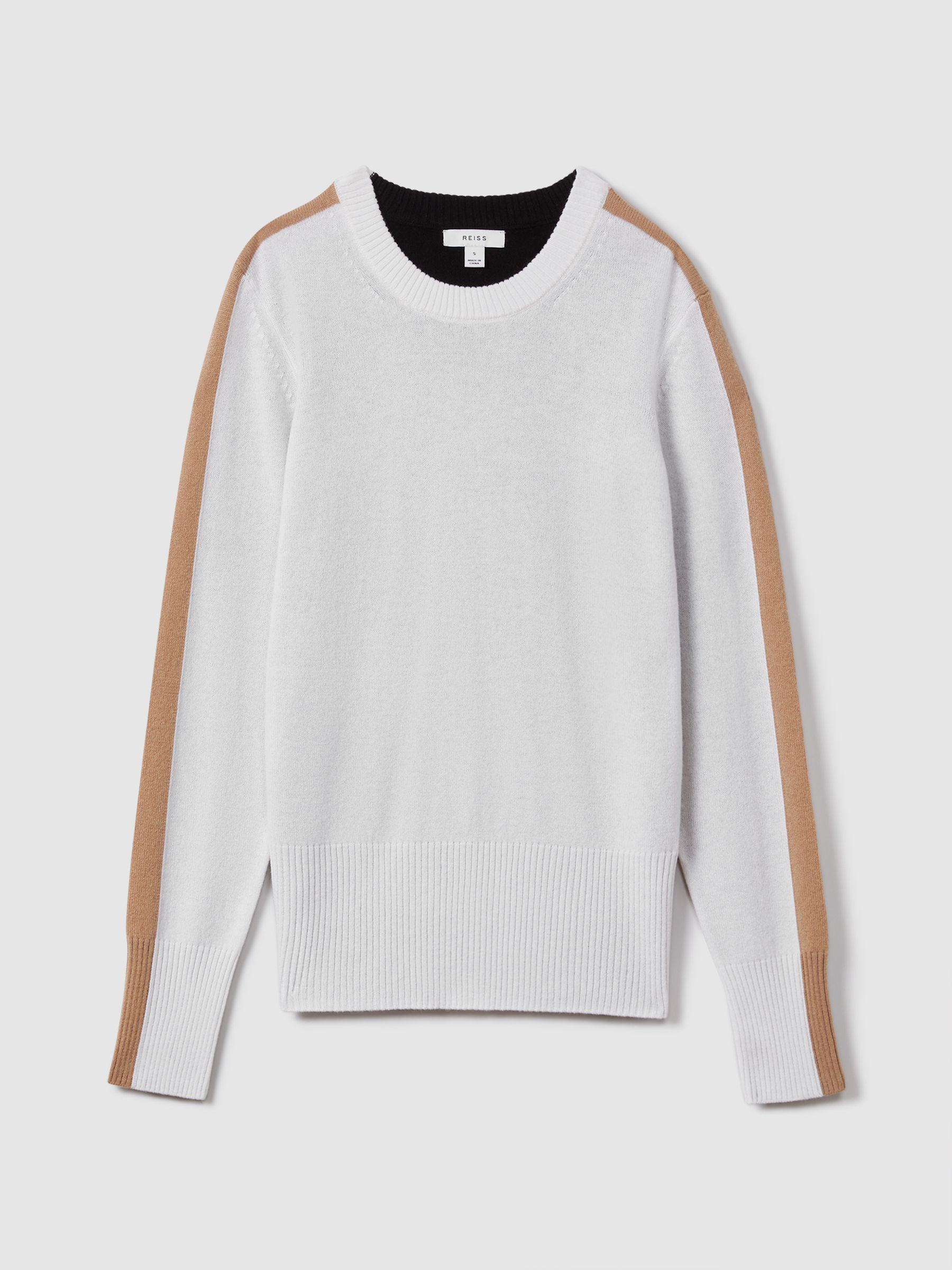 Wool Blend Colourblock Jumper in Ivory/Black - Image 2 of 7 Wool Blend Colourblock Jumper in Ivory/Black - Image 2 of 7