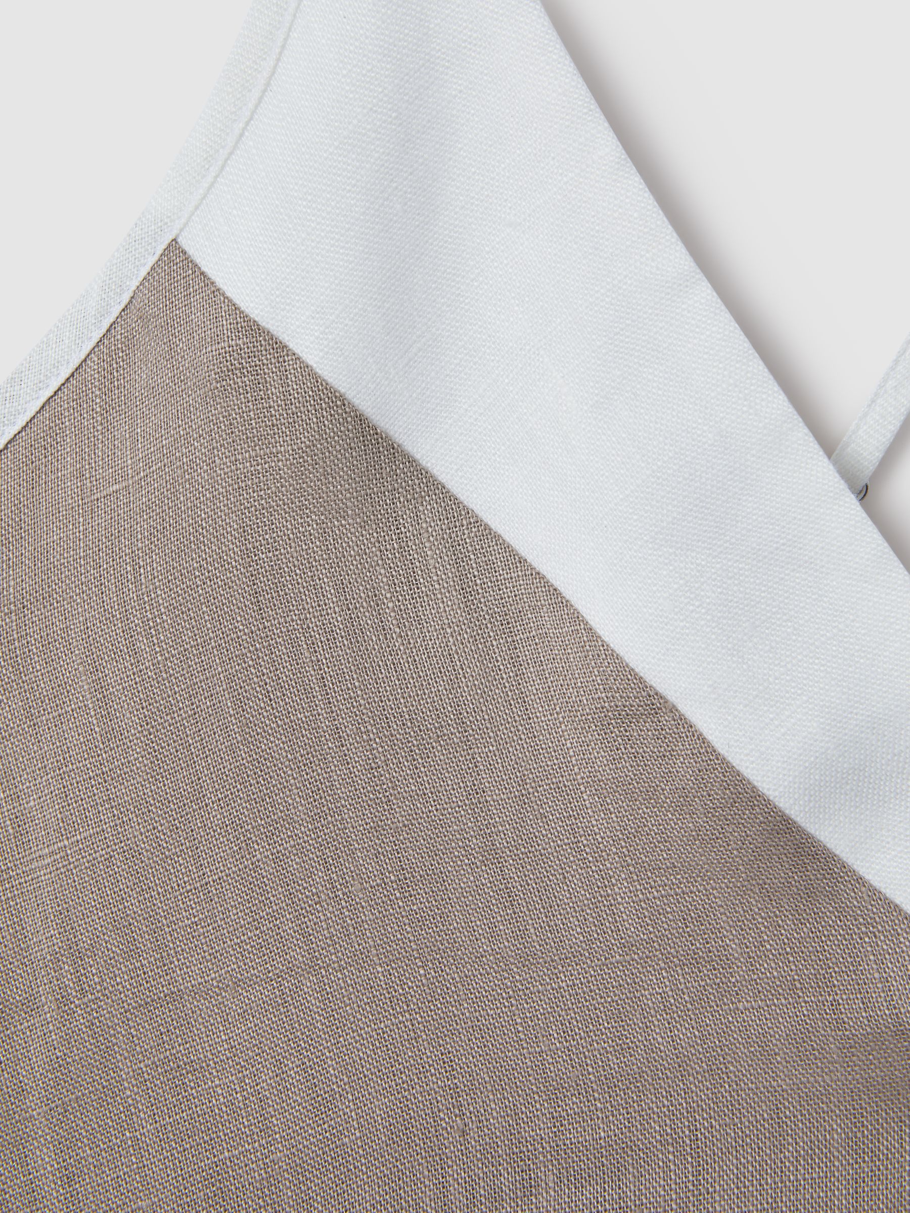 Linen Colourblock Cross-Back Midi Dress in Ivory/Taupe - Image 5 of 5