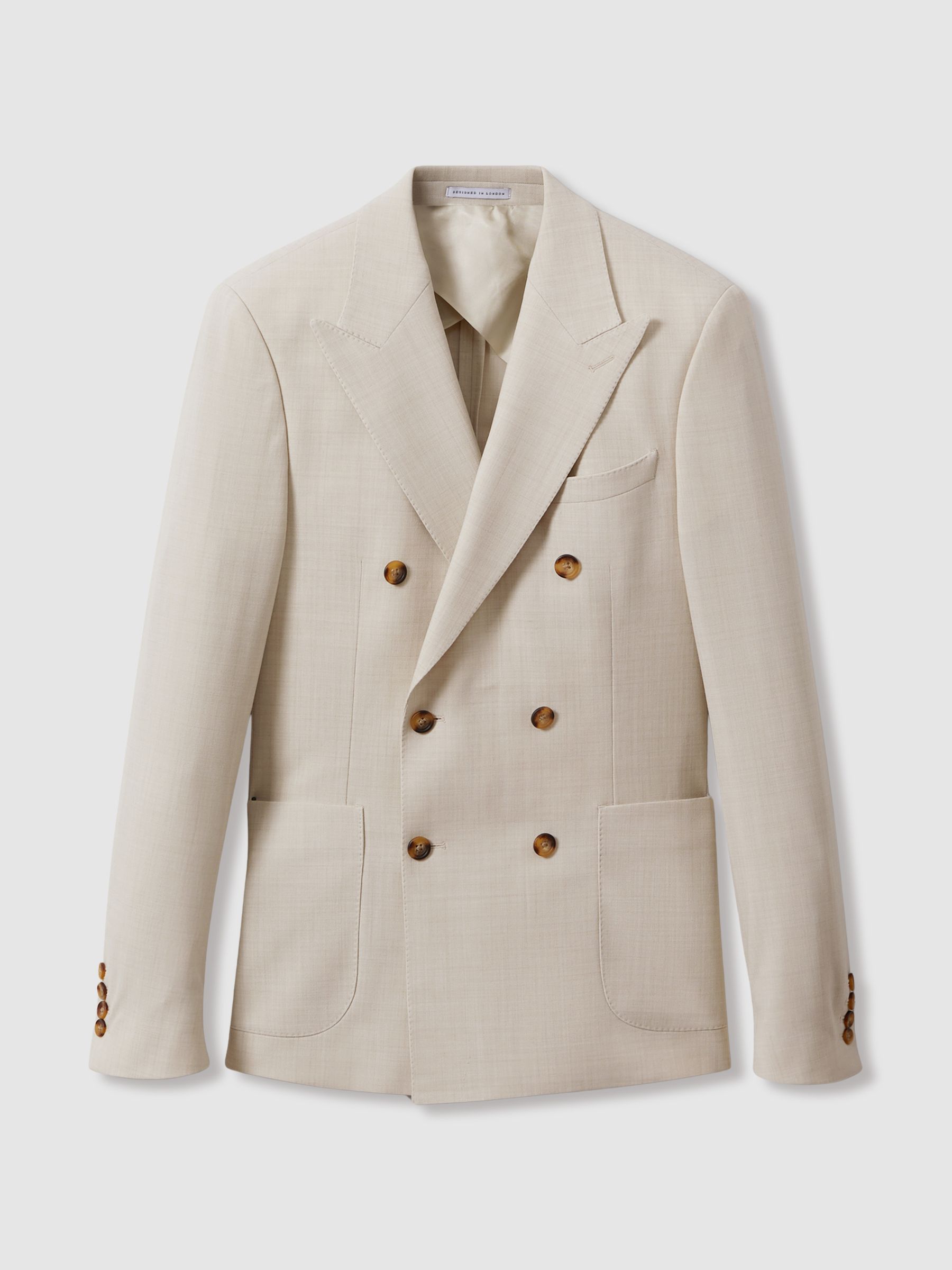 Double Breasted Suit Blazer Slim Fit in Stone