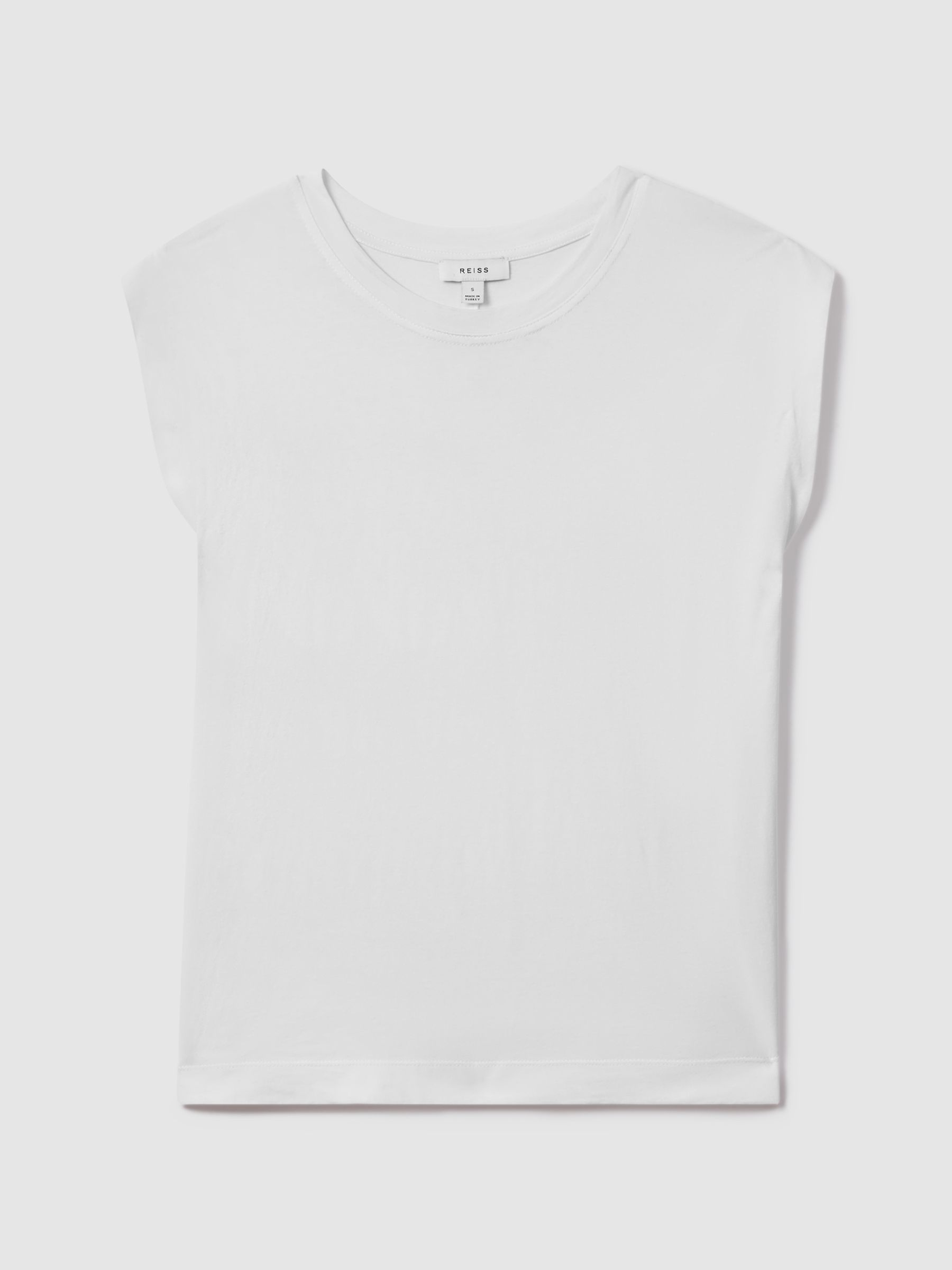 Cotton Capped Sleeve T-Shirt in White - Image 2 of 6