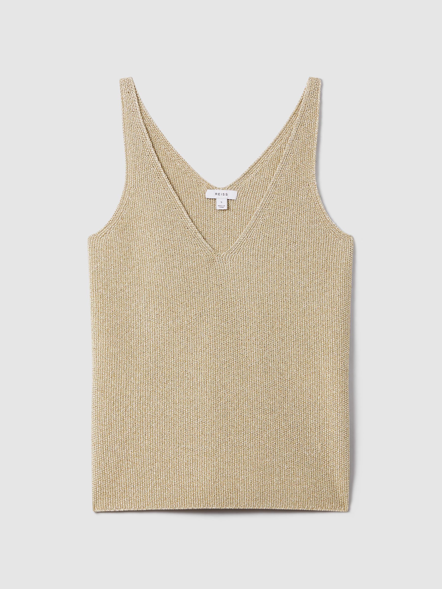 Metallic V-Neck Vest in Gold - Image 2 of 6