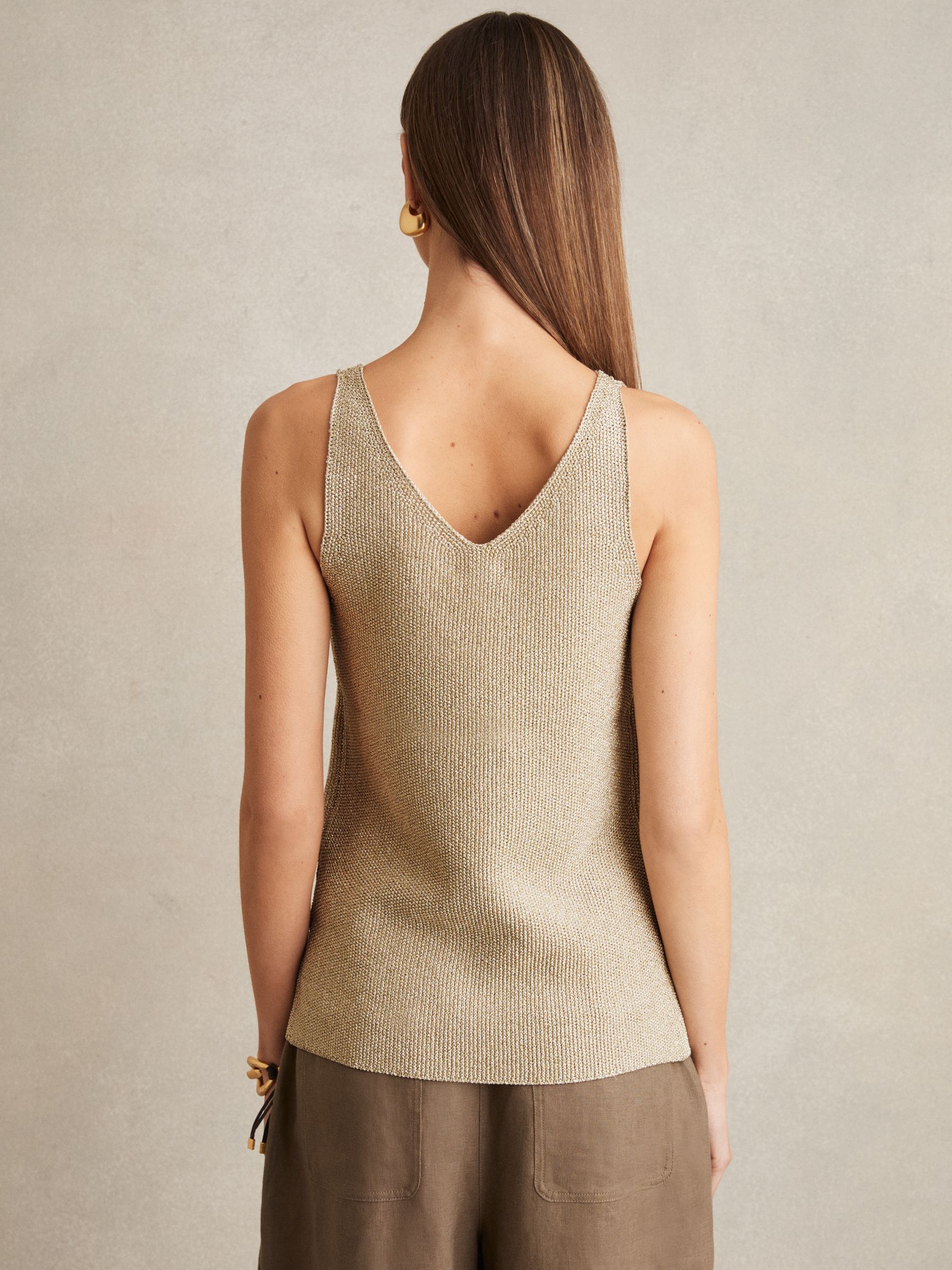 Metallic V-Neck Vest in Gold - Image 5 of 6