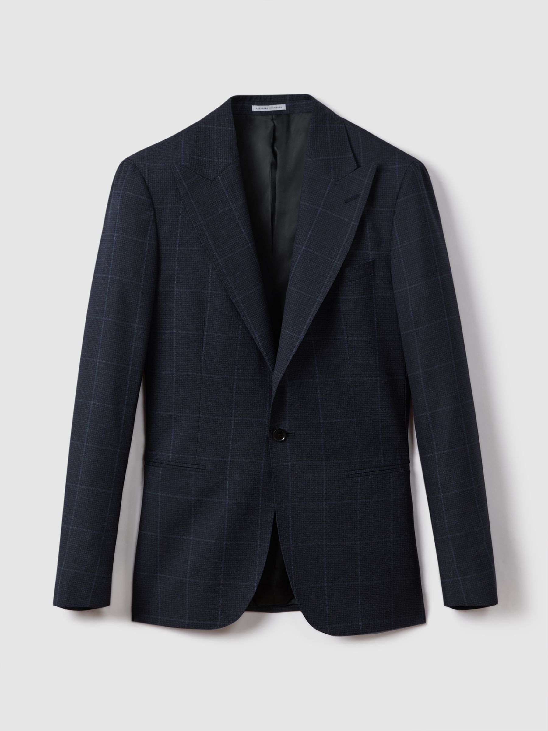 Klink Navy Wool Check Single Breasted Slim Fit Blazer - Image 2 of 7