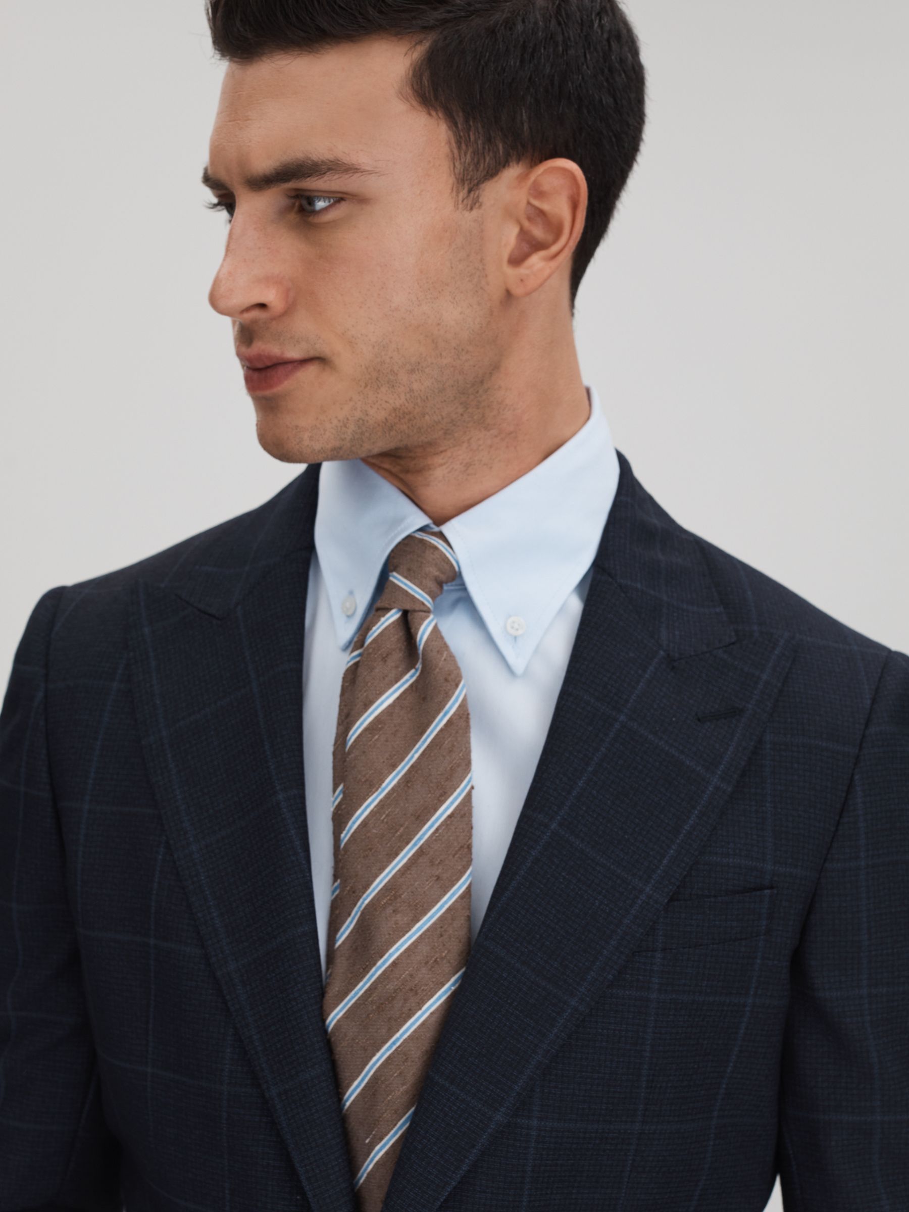 Klink Navy Wool Check Single Breasted Slim Fit Blazer - Image 4 of 7