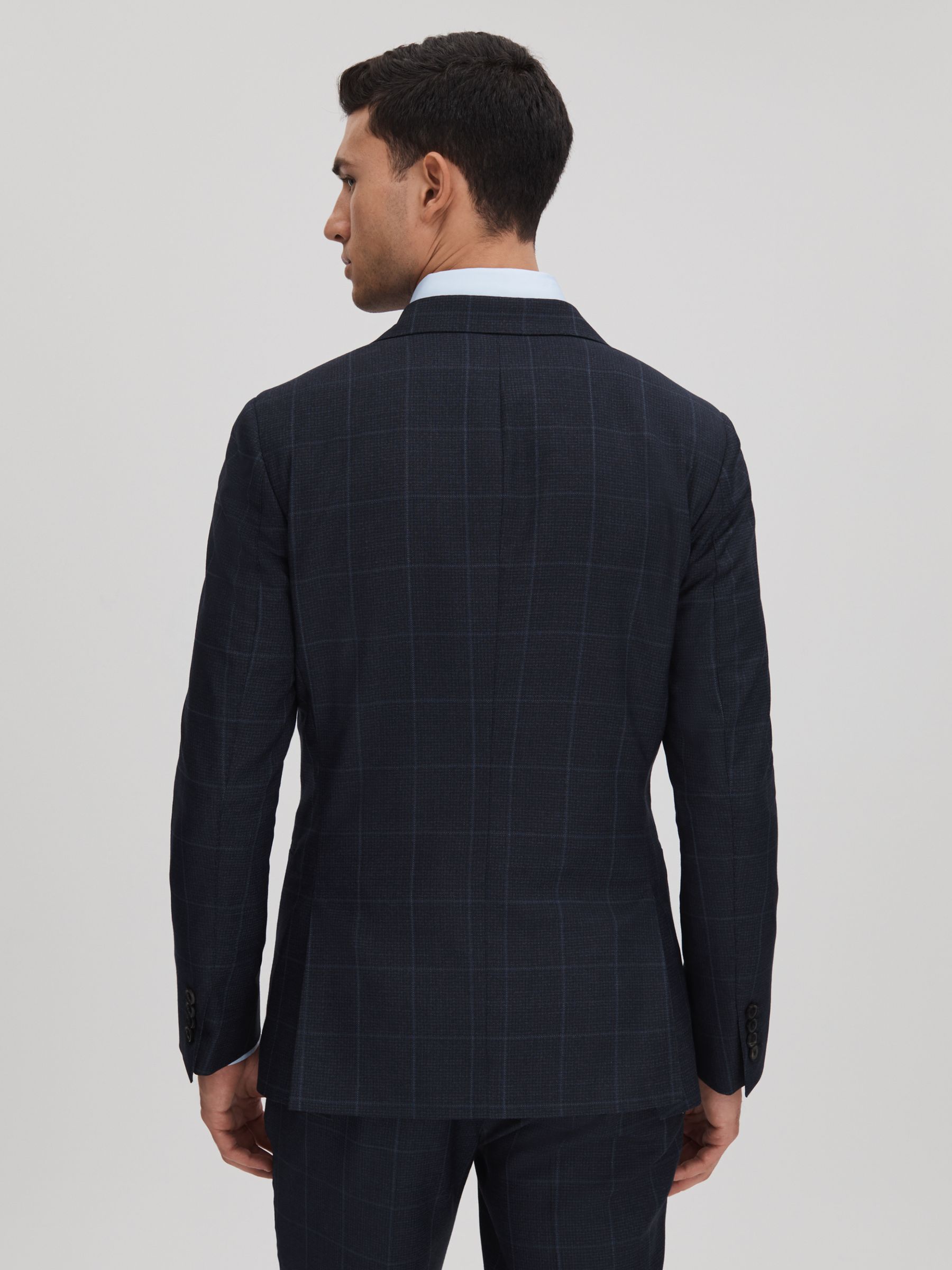 Klink Navy Wool Check Single Breasted Slim Fit Blazer - Image 5 of 7