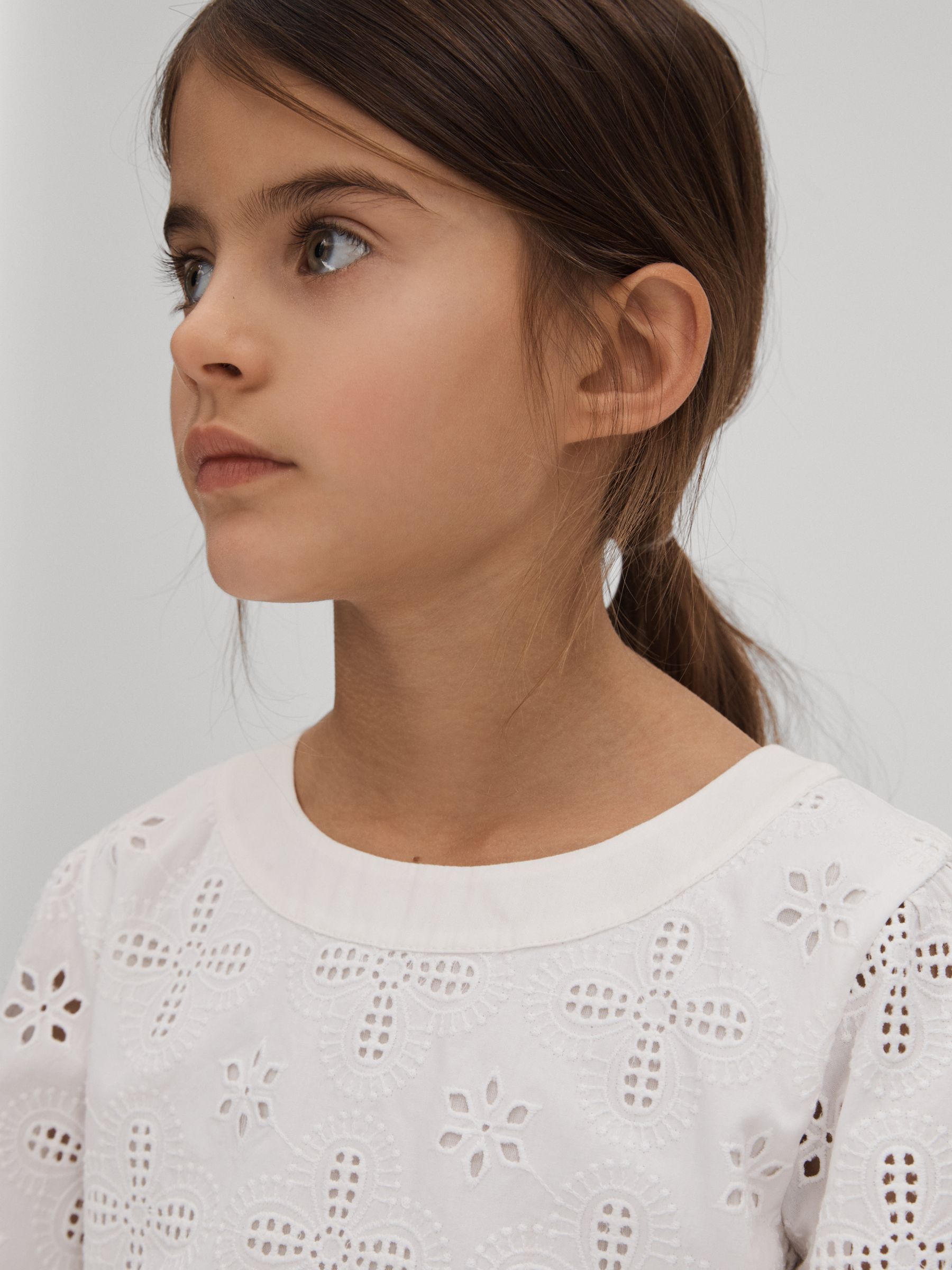 4-9 yrs Cotton Broderie Lace Skirt in Ivory - Image 5 of 7