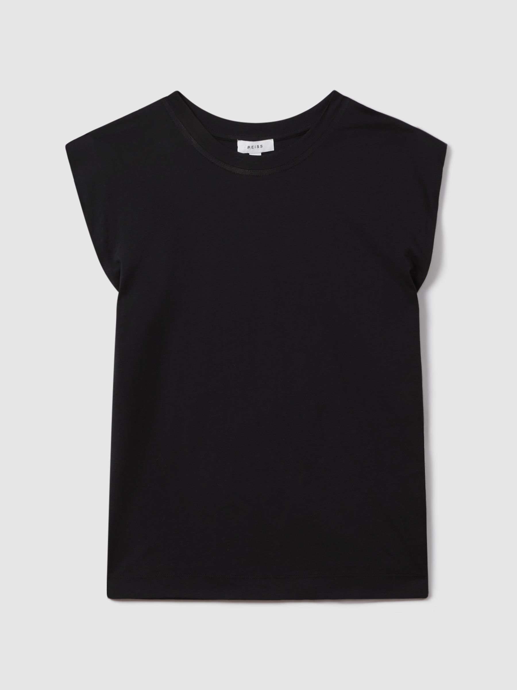 Cotton Capped Sleeve T-Shirt in Black - Image 2 of 6