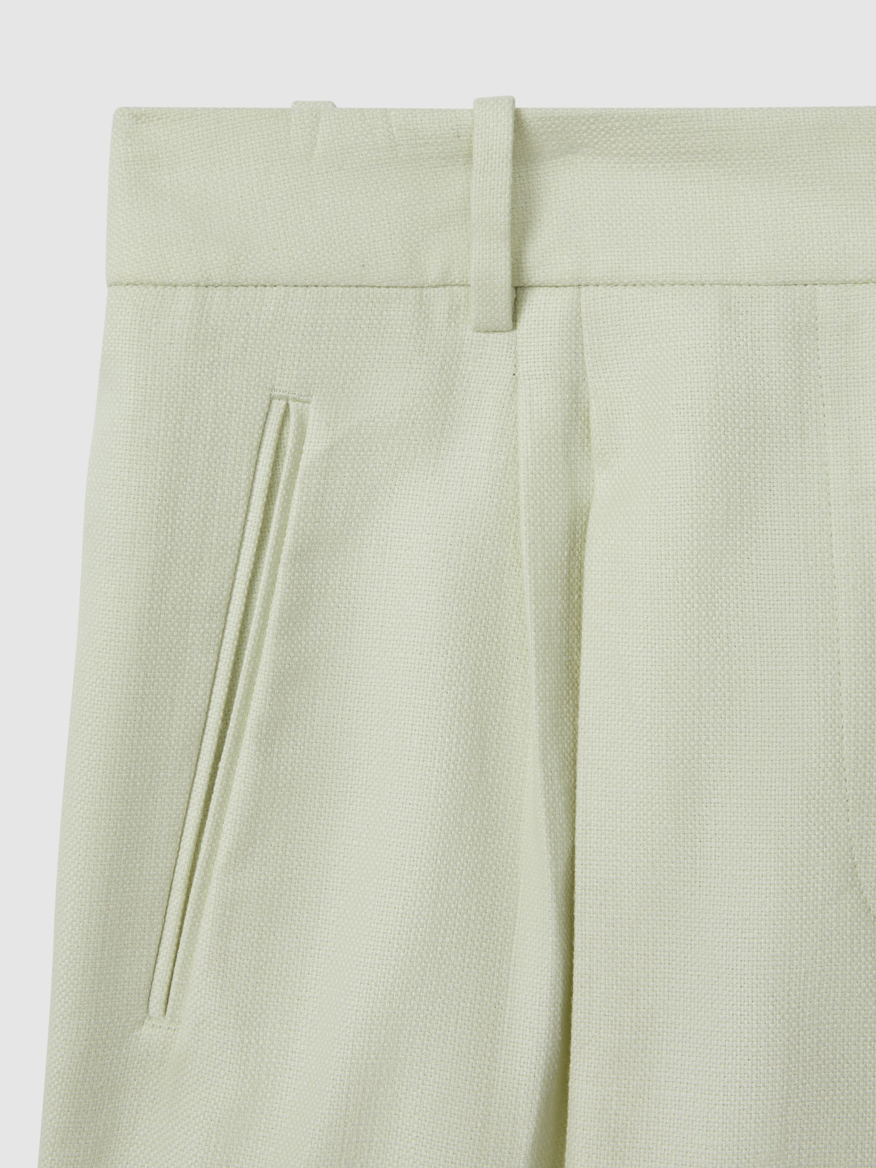 Front Pleat Linen Blend Suit Shorts in Mint - Image 6 of 6