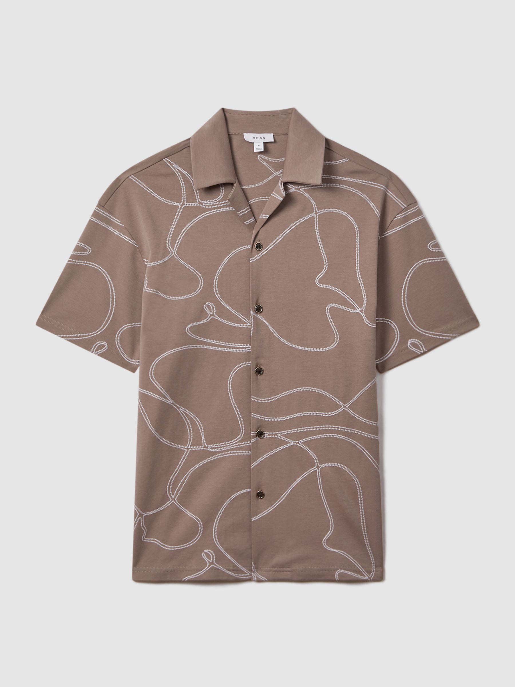 Cotton Jersey Embroidered Shirt in Taupe - Image 2 of 7