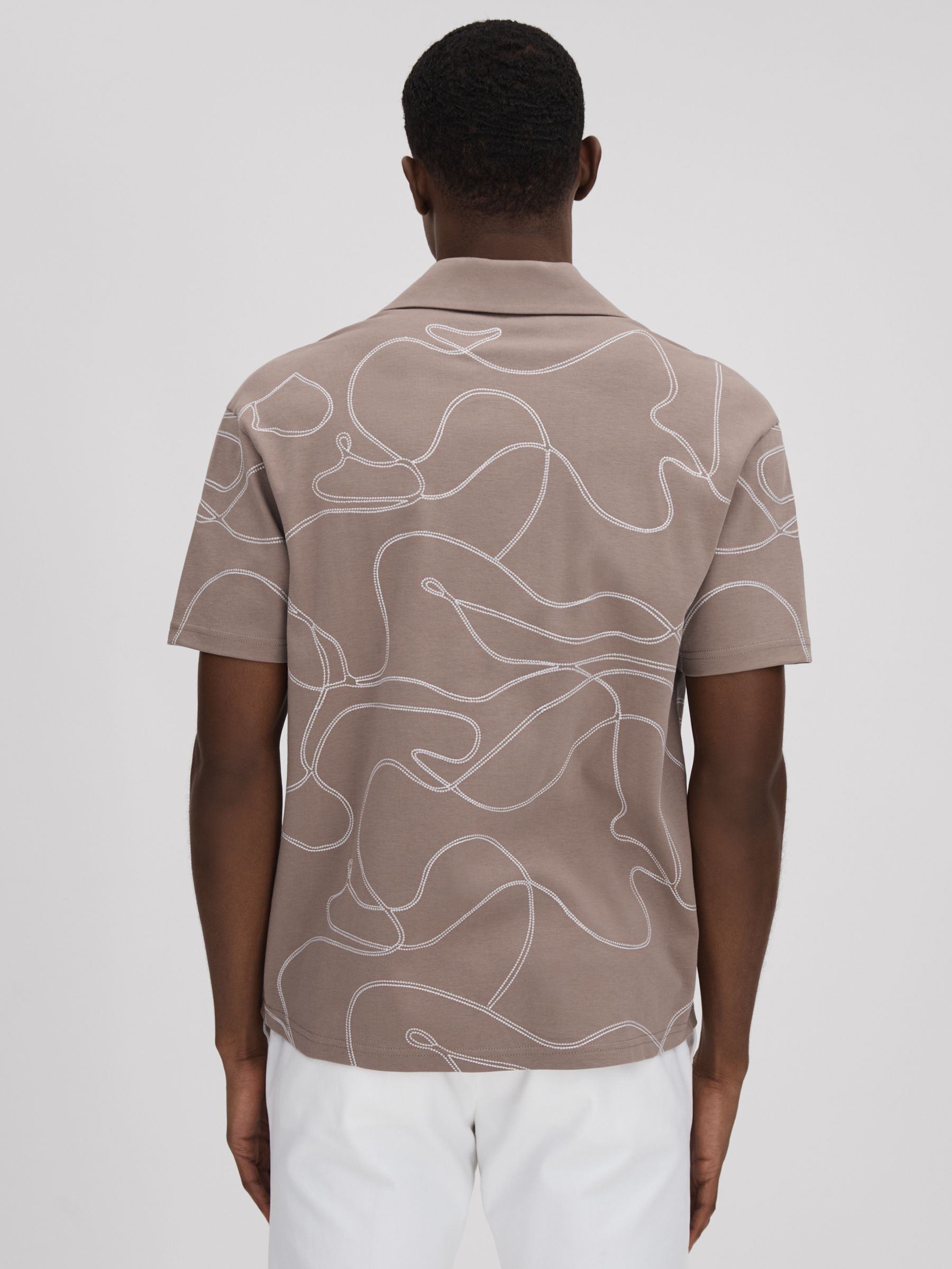 Cotton Jersey Embroidered Shirt in Taupe - Image 5 of 7