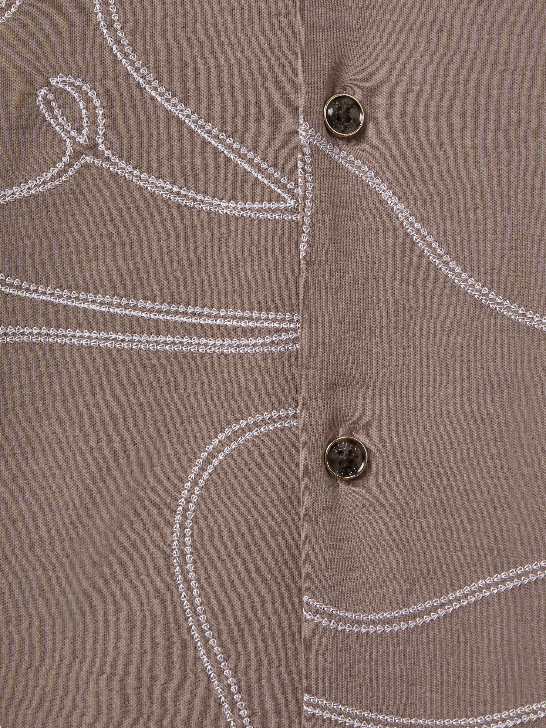 Cotton Jersey Embroidered Shirt in Taupe - Image 7 of 7