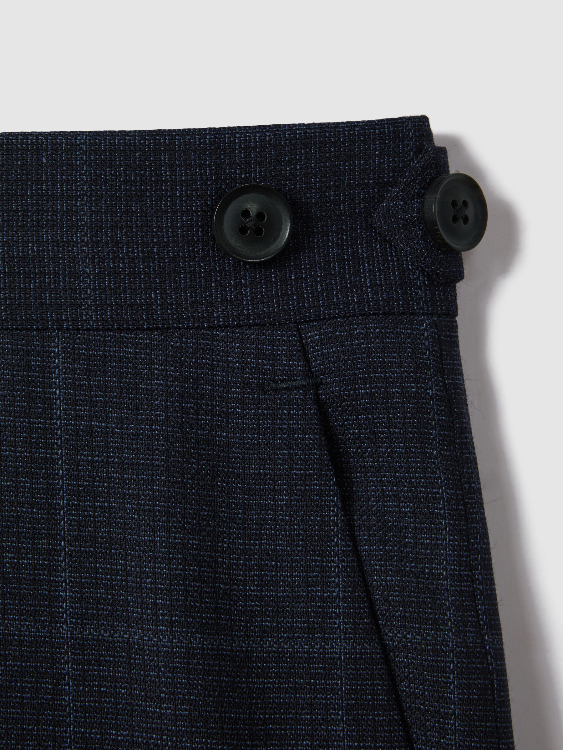 Klink Navy Wool Check Adjuster Slim Fit Trousers - Image 6 of 6