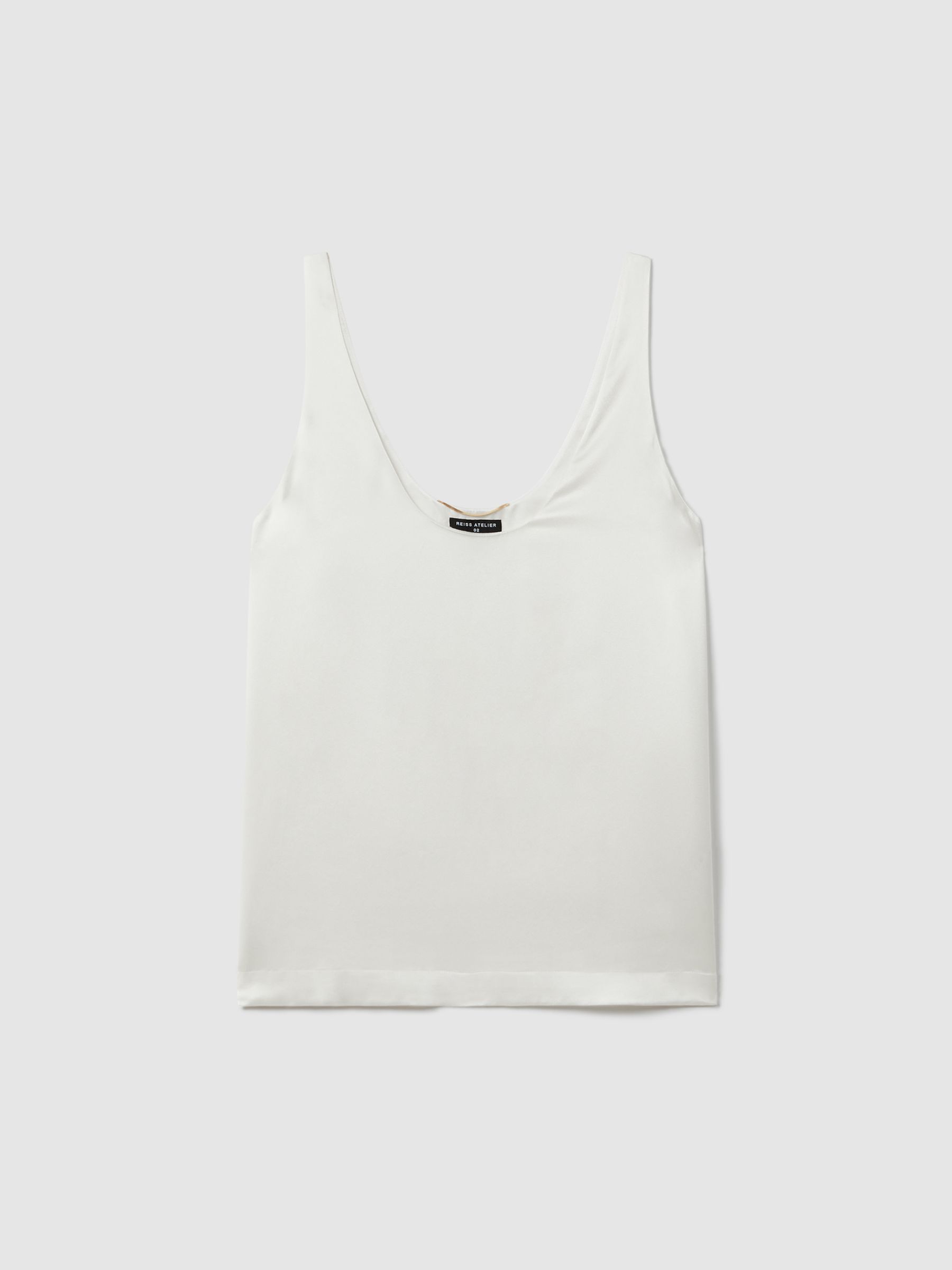 Atelier Silk Plunge Neck Vest in White - Image 2 of 6 Atelier Silk Plunge Neck Vest in White - Image 2 of 6