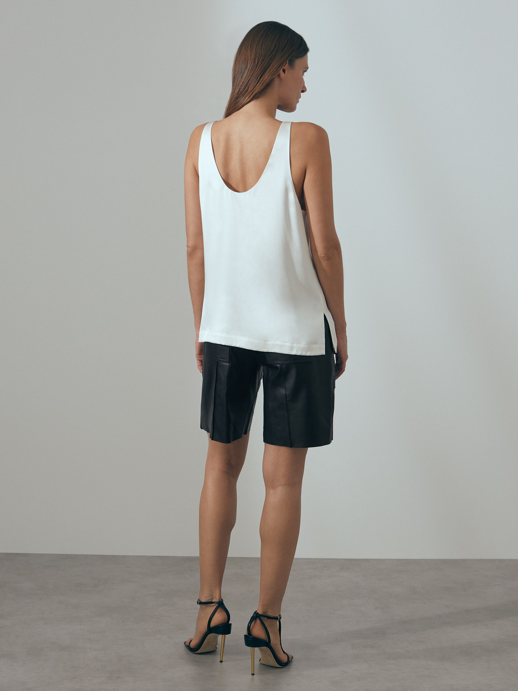 Atelier Silk Plunge Neck Vest in White - Image 5 of 6